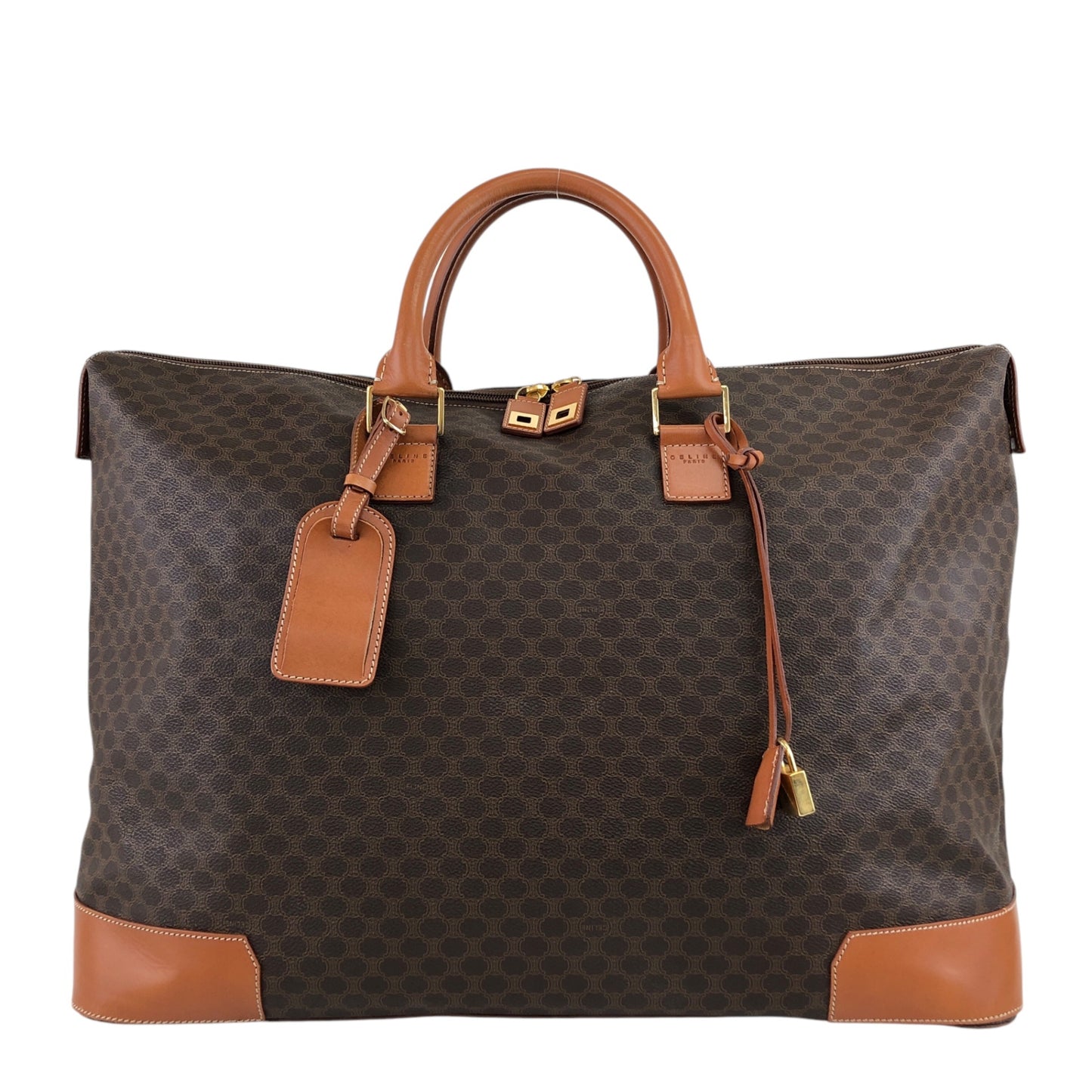 CELINE Macadam Handbag Boston bag Brown Vintage tj7utz