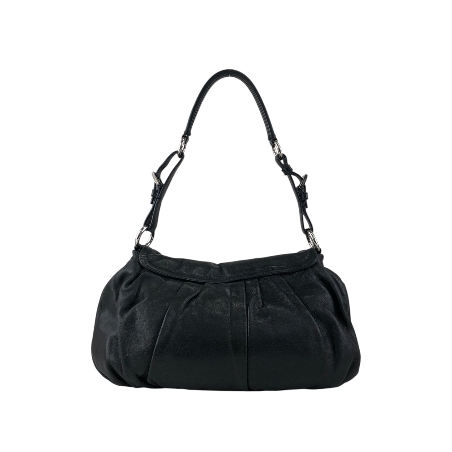 PRADA Logo Front Buckle Shoulder bag Black Vintage 4b8iuy