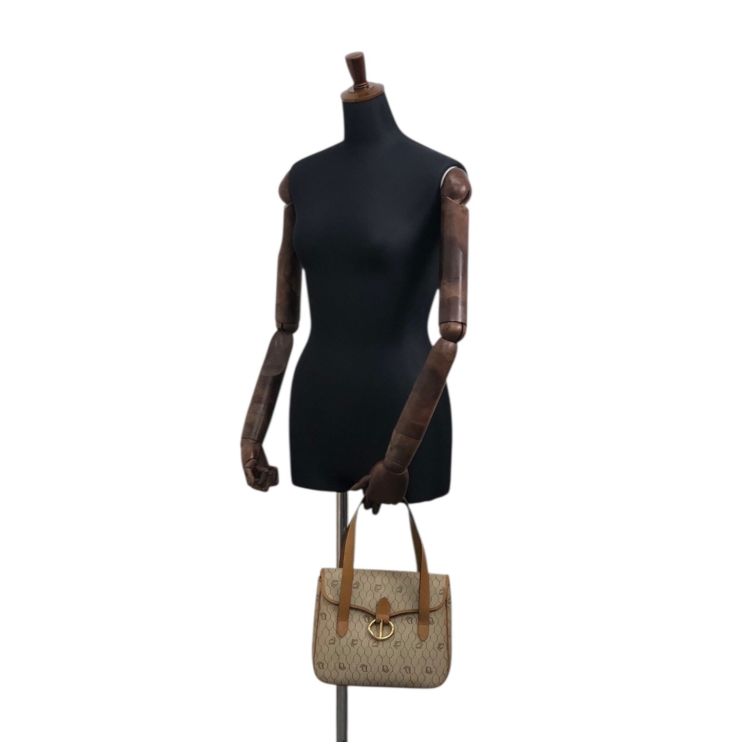 Christian Dior Honeycomb Pattern Handbag Beige Vintage 64sff4