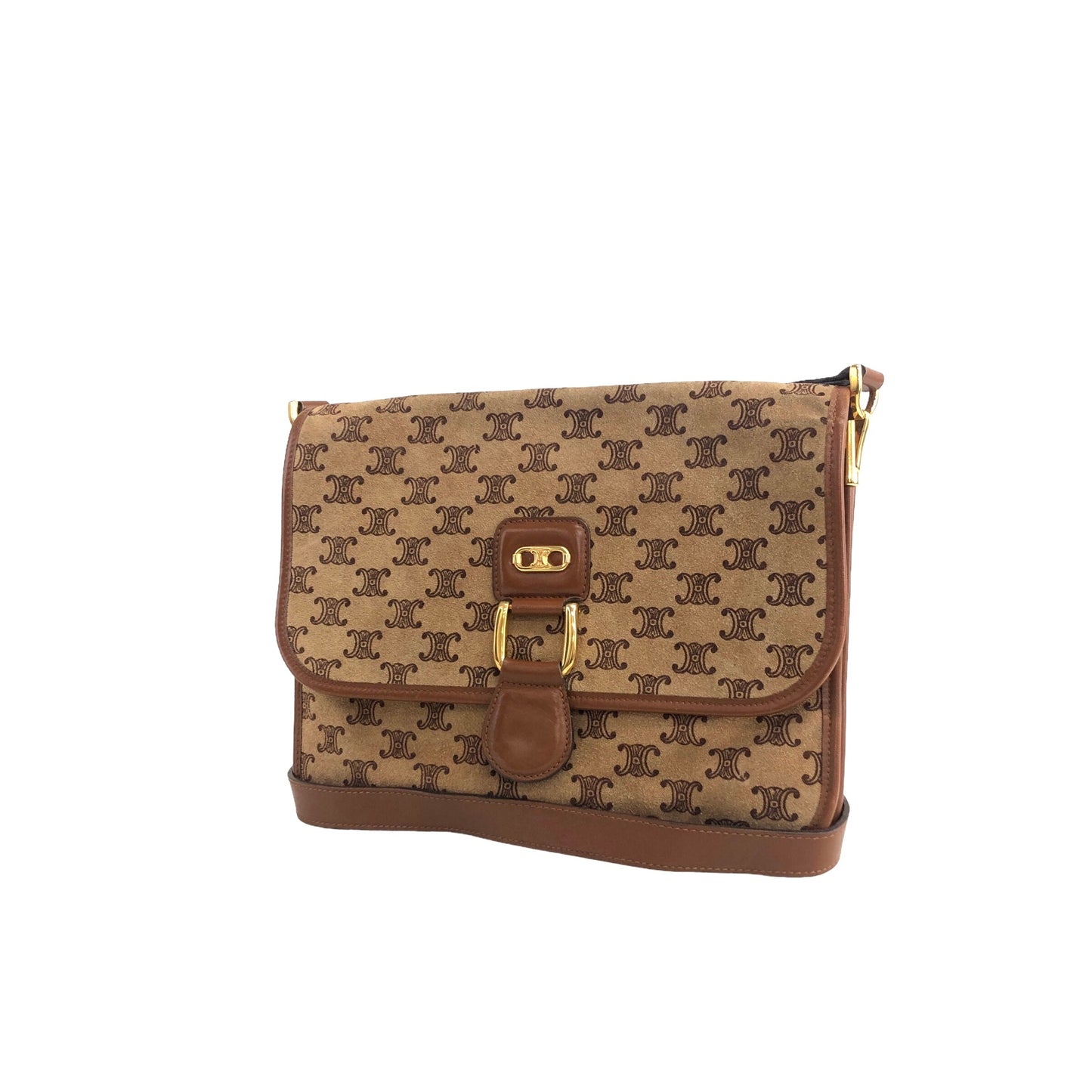 CELINE Macadam Blason Shoulder bag Brown Vintage aimcin