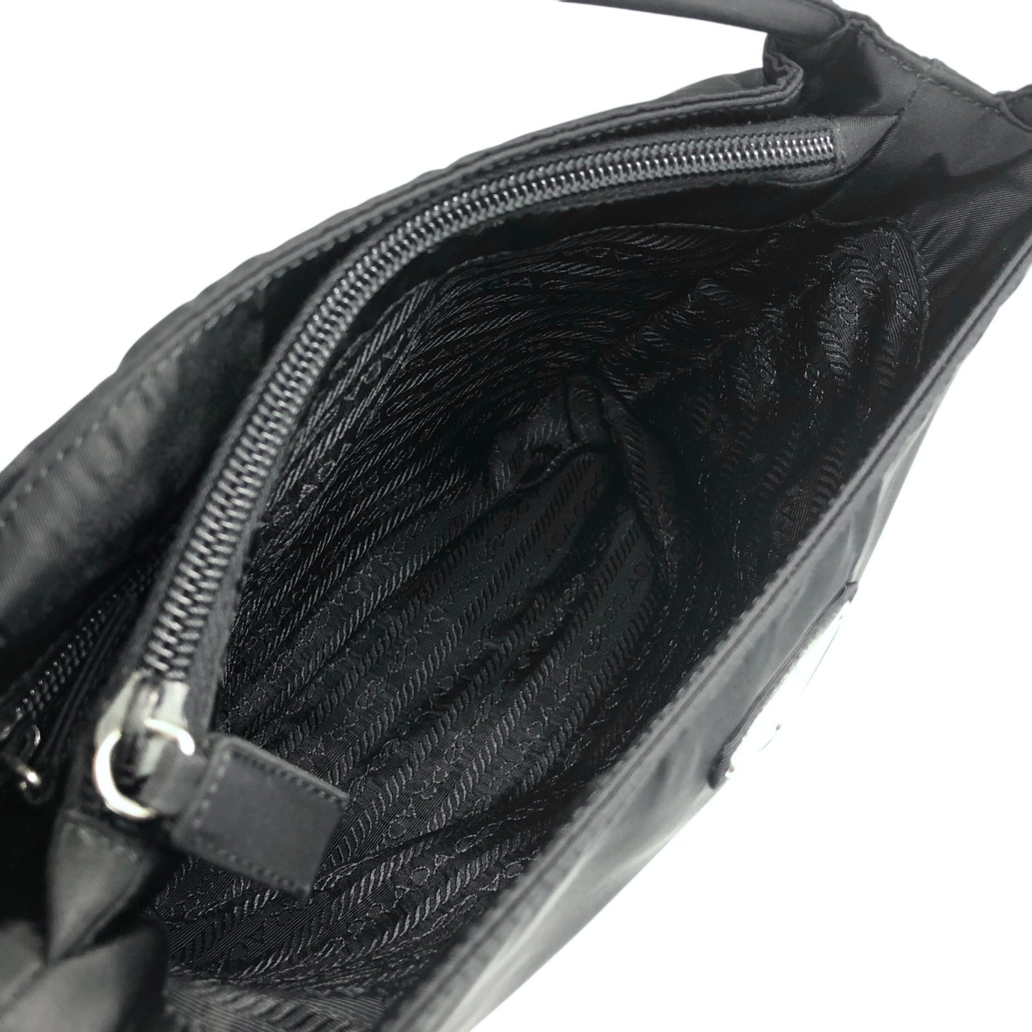 PRADA Triangle Logo Handbag Black Vintage sfzwud