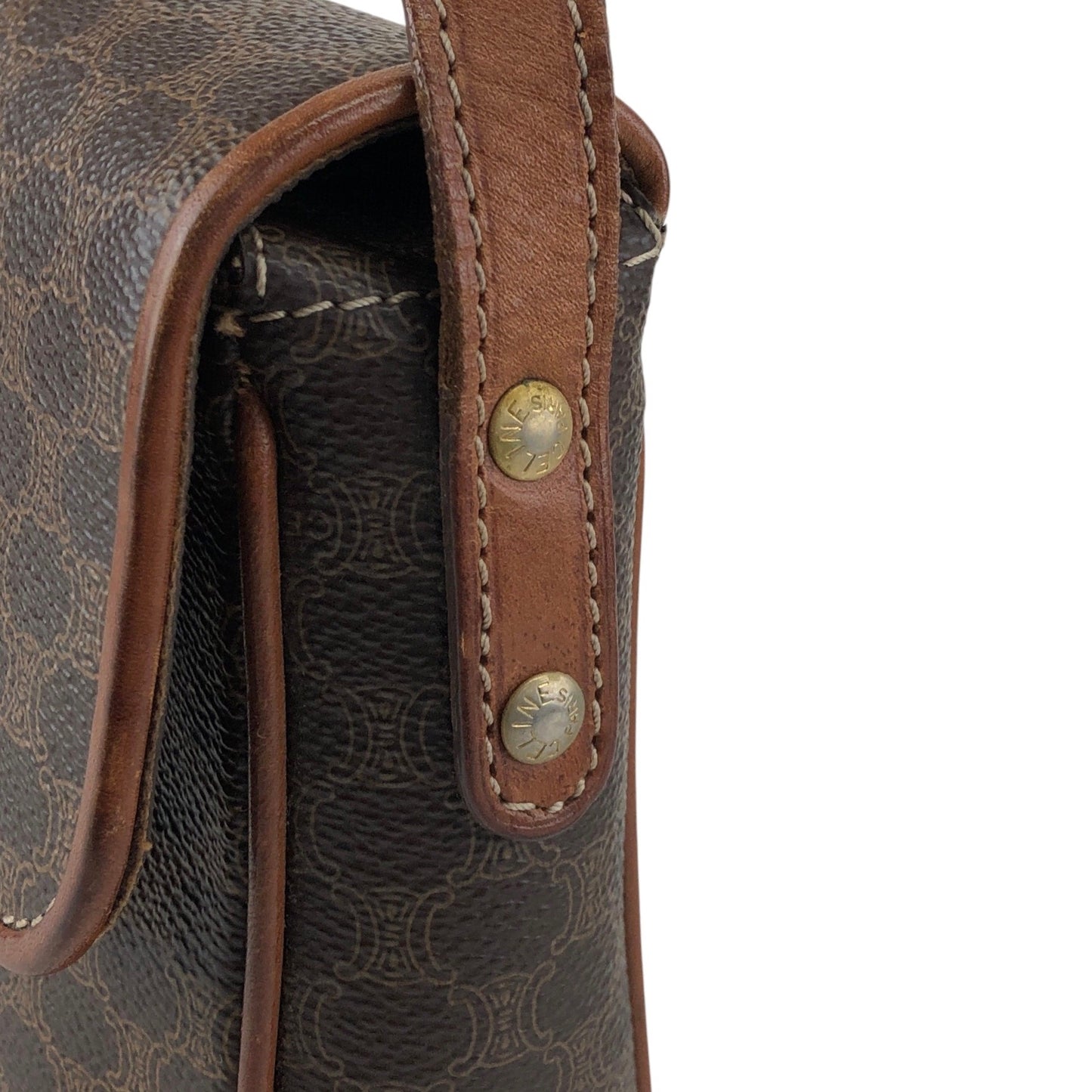 CELINE Macadam Blason Shoulder bag Brown Vintage y3mg84