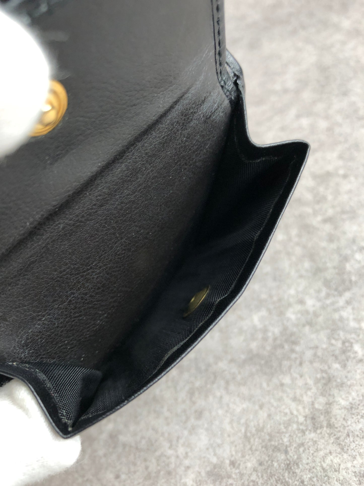 CELINE Logo Folded Wallet Black Vintage 8rd2s8