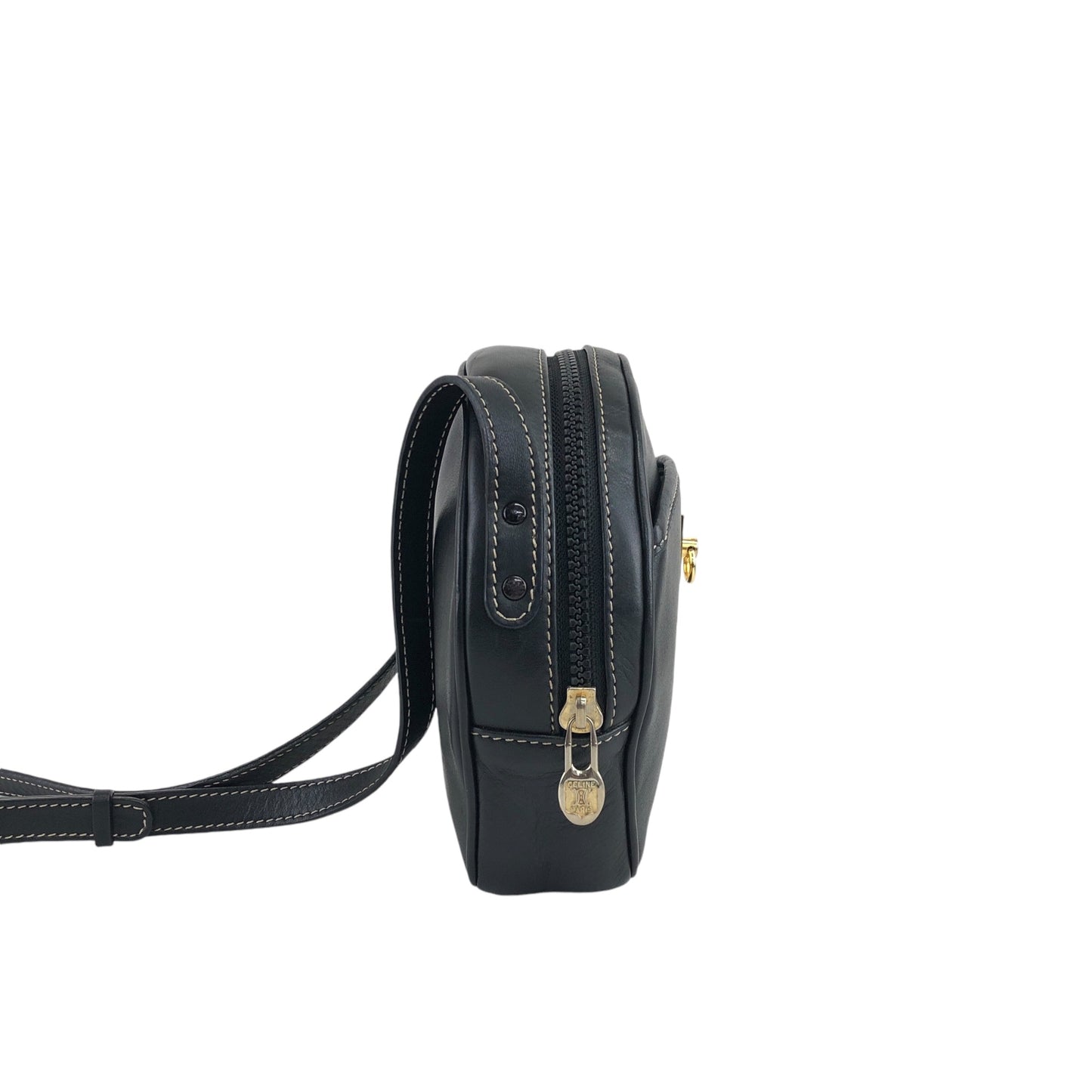 CELINE Gancini Round Shoulder bag Black Vintage 8b4h8c