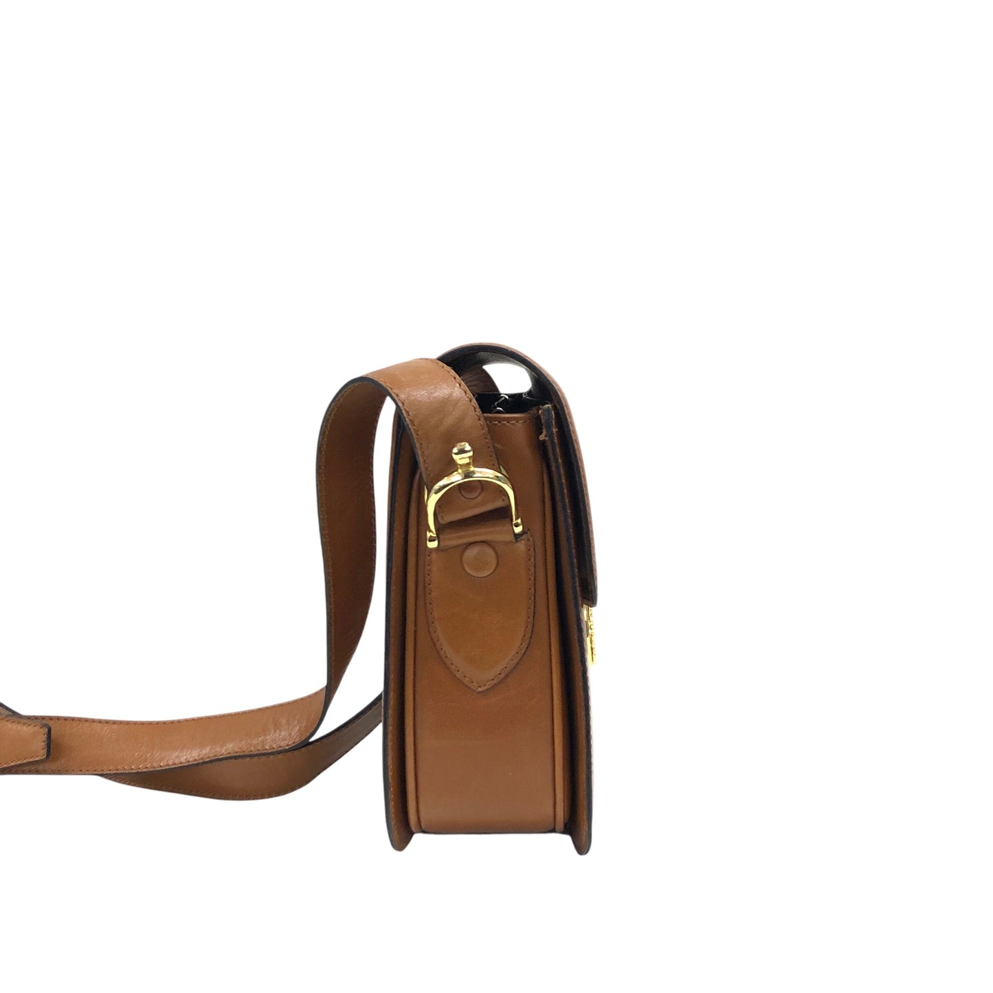 CELINE Emblem Motif Shoulder bag Camel Vintage 4zs7bs