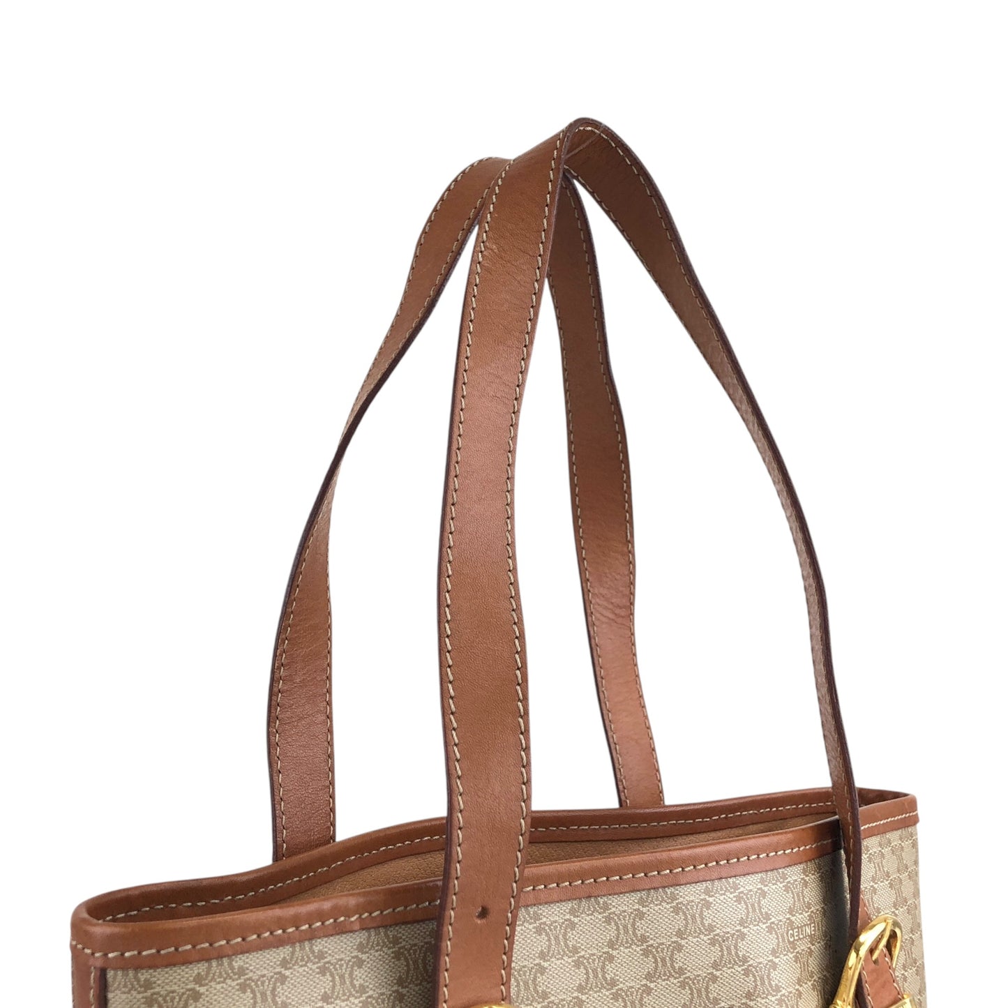 CELINE Macadam Blason Handbag Totebag Beige Vintage dvaj7z
