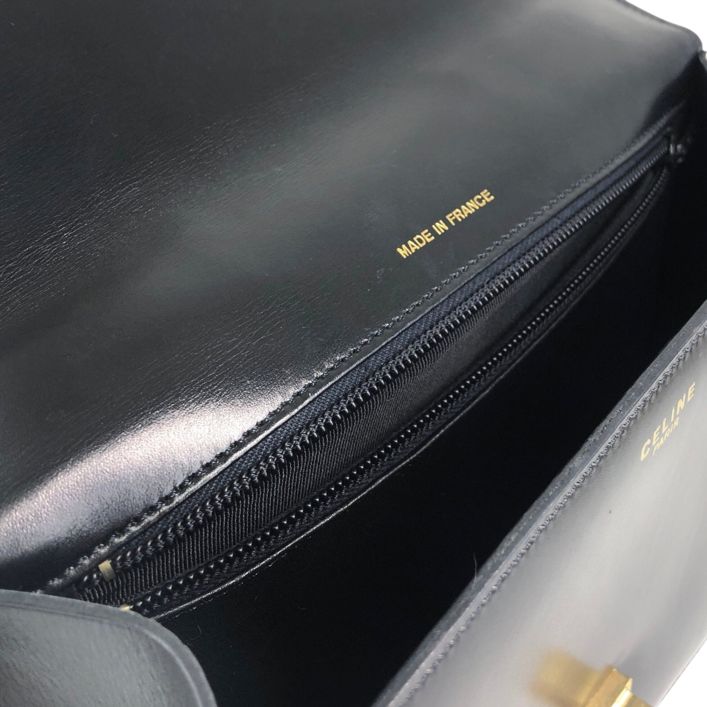 CELINE Logo Top Handle Handbag Black Vintage t8gzij