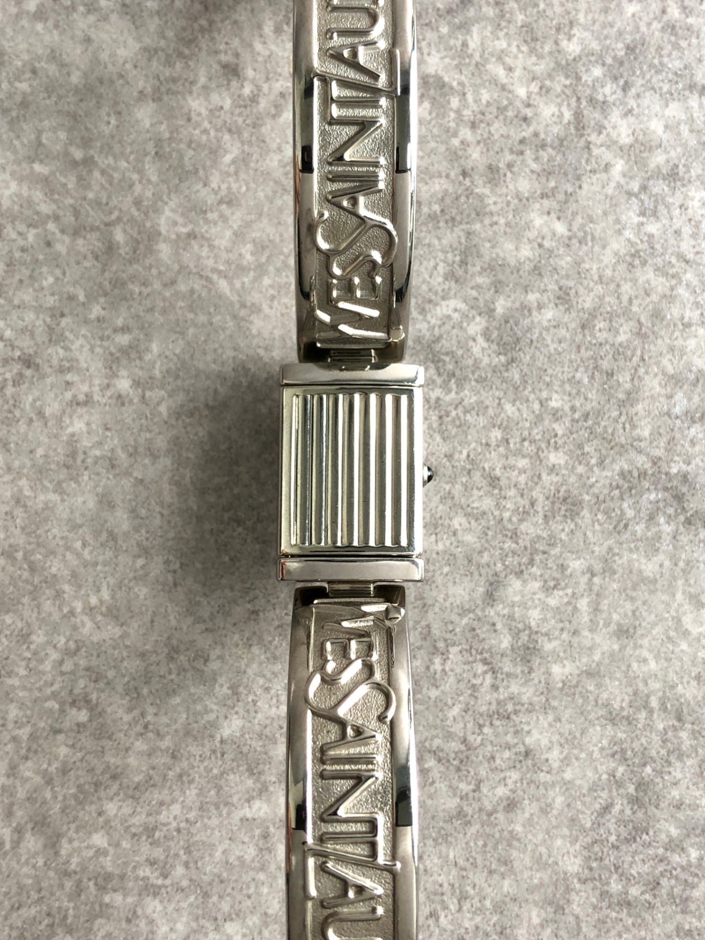 Yves Saint Laurent Logo Motif Quartz Watch Silver Vintage z5vmz5