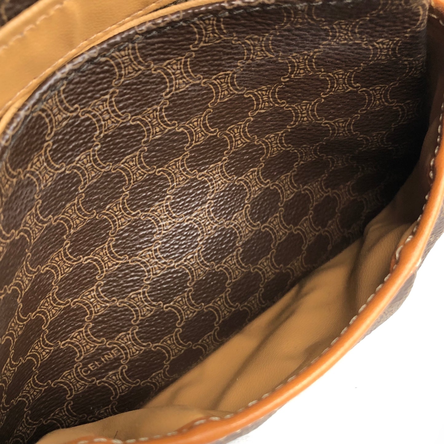 CELINE Macadam Blason Front Buckle Shoulder bag Brown Vintage msur28