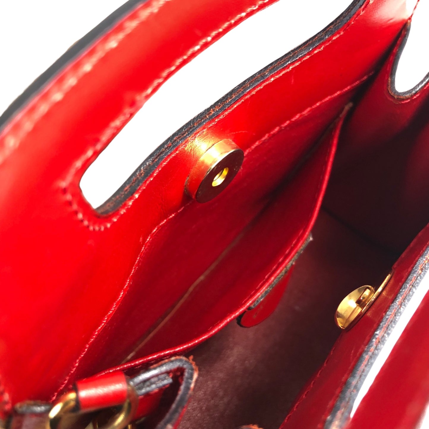 CELINE Two-way Handbag Shoulder bag Red Vintage 23vmug