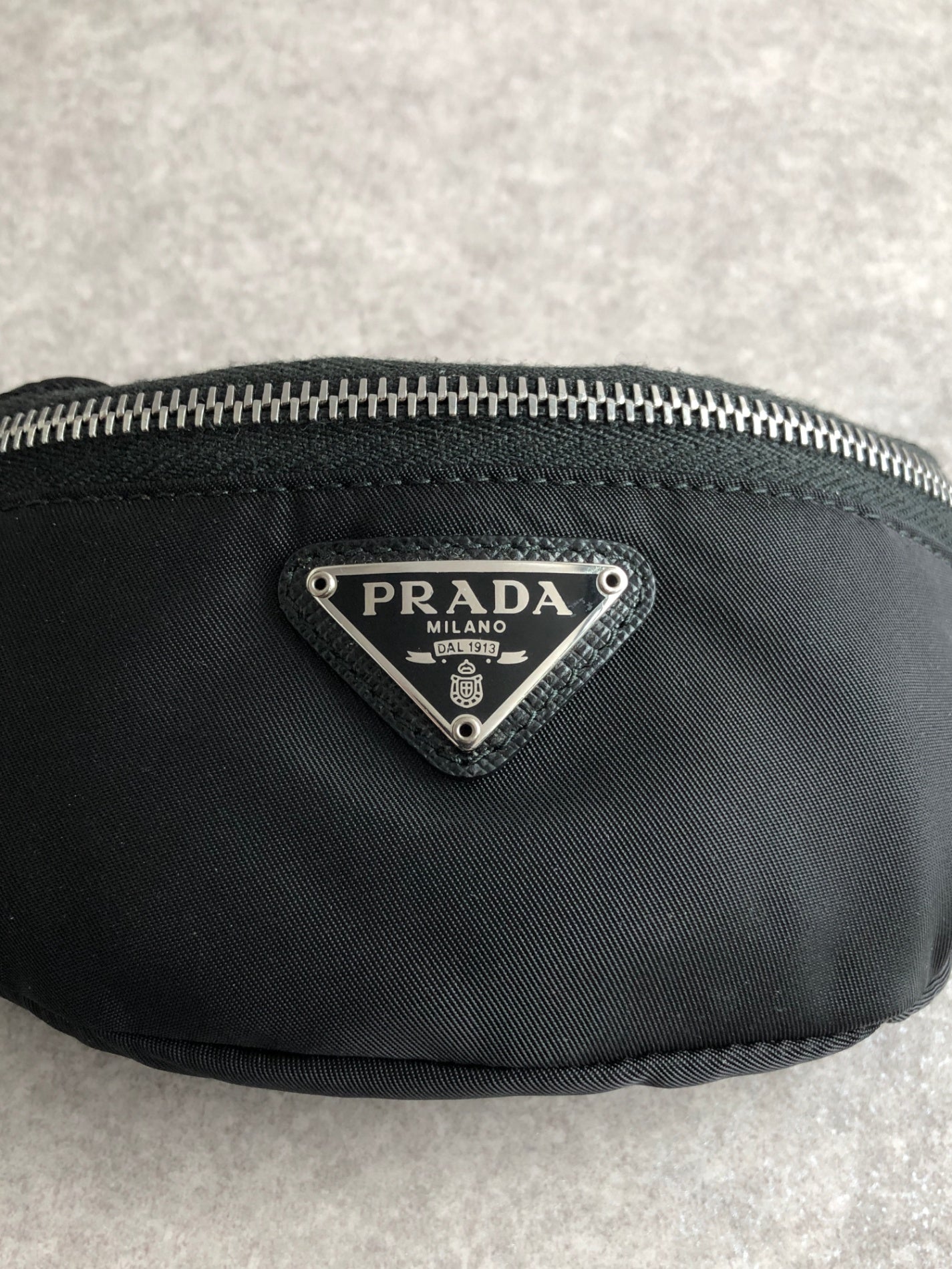PRADA Tessuto Triangle Logo Handbag  Arm Pouch Black Vintage yhrpz7