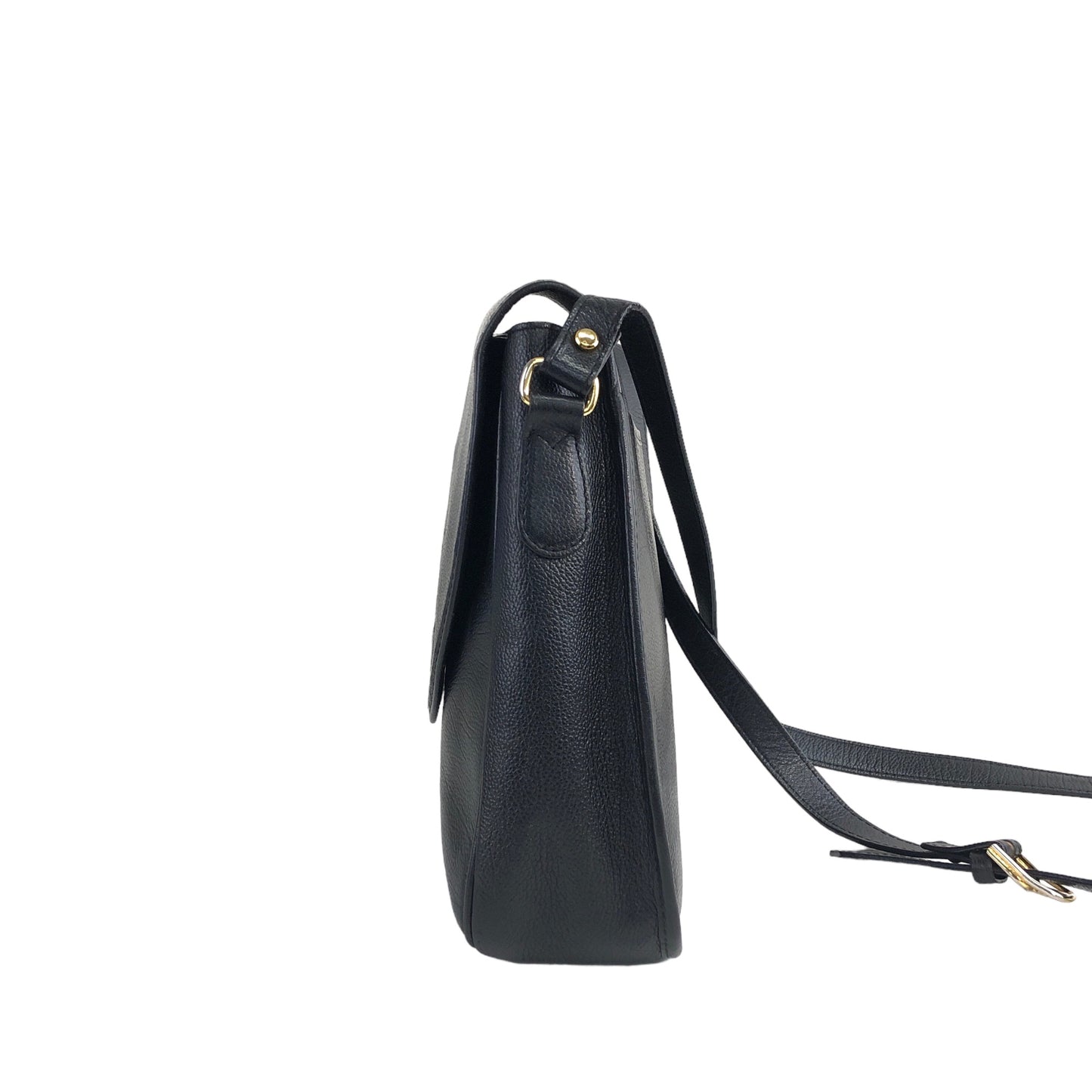 Yves Saint Laurent YSL Logo Stitch Leather Shoulder bag Black Vintage gscvrw