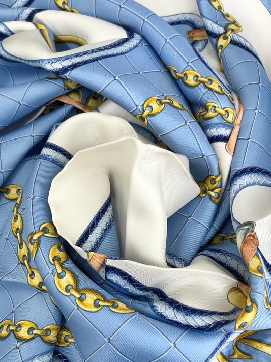Cartier Silk Scarf Blue Vintage 2ypcgp