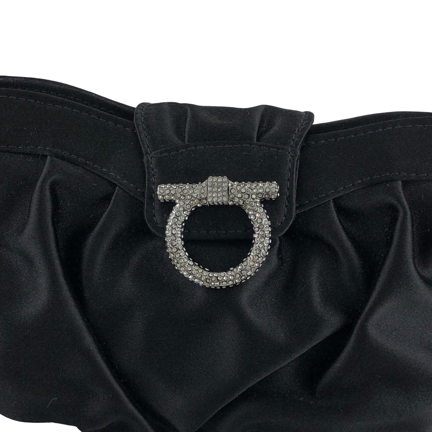Salvatore Ferragamo Gancini Rhinestone Chain Shoulder bag Black Vintage nibfdw