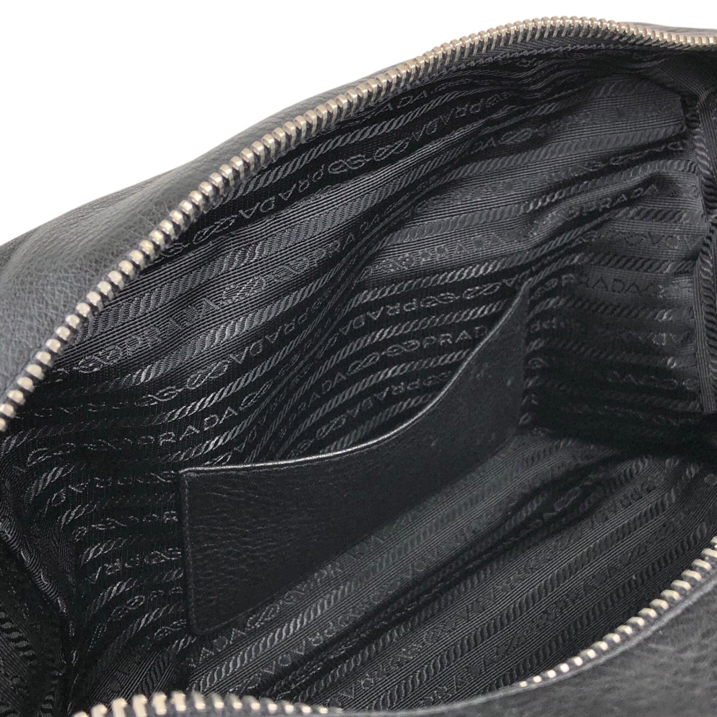 PRADA Logo Embossed Small Boston bag Handbag Black Vintage sdau3h