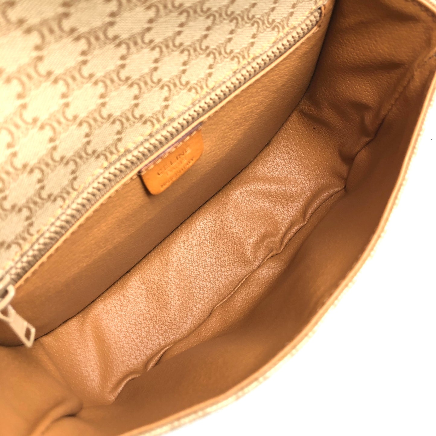 CELINE Macadam Front Buckle Shoulder bag Beige Vintage t3xmcc