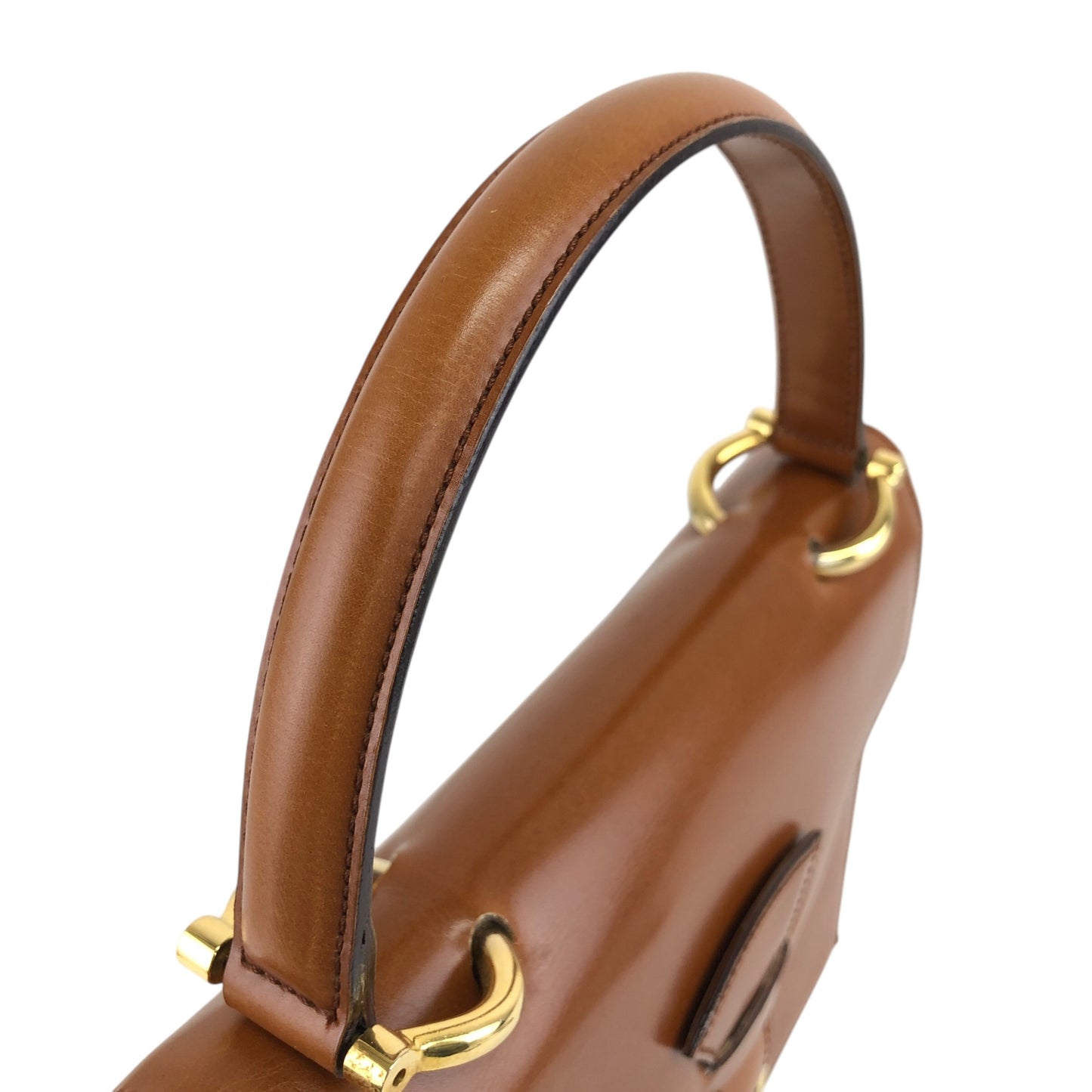 CELINE Horse Bit Handbag Brown Vintage w8t6ny