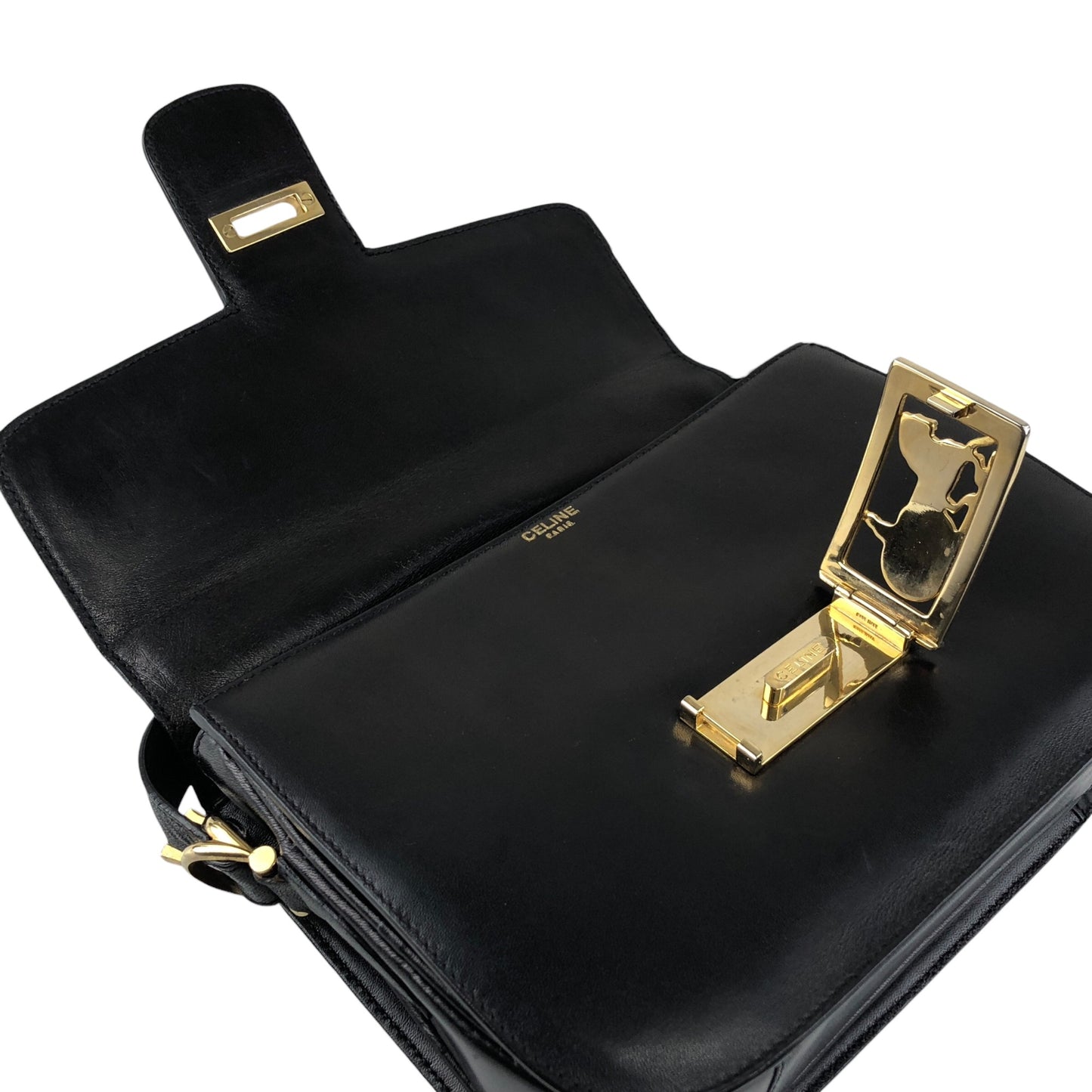 CELINE Horse Carriage Crossbody Shoulder bag Black Vintage mimnwz