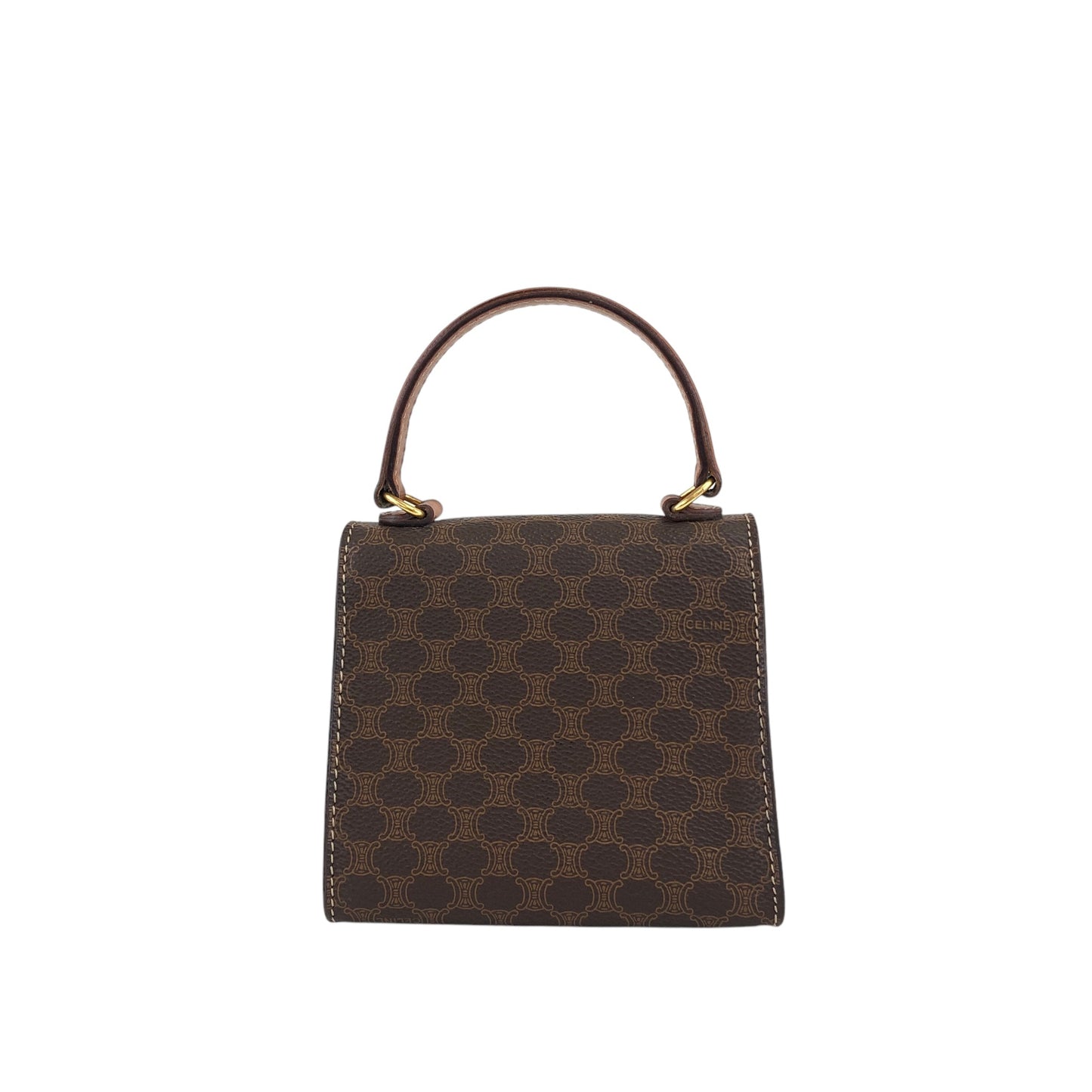 CELINE Macadam Gancini Two-way Small Handbag Shoulder bag Brown Vintage 7xvdb2