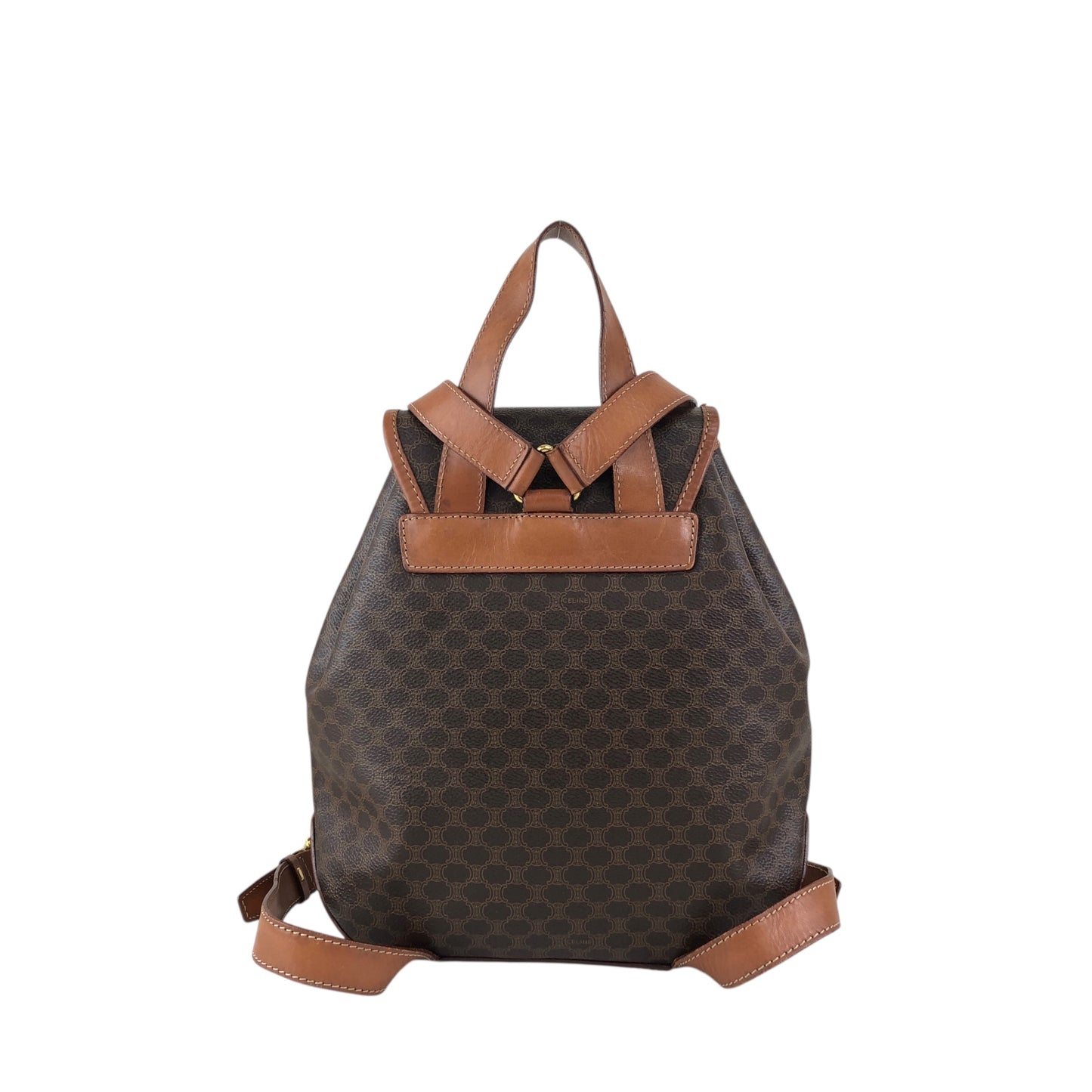 CELINE Macadam Front Buckle Backpack Brown Vintage 6yeab5