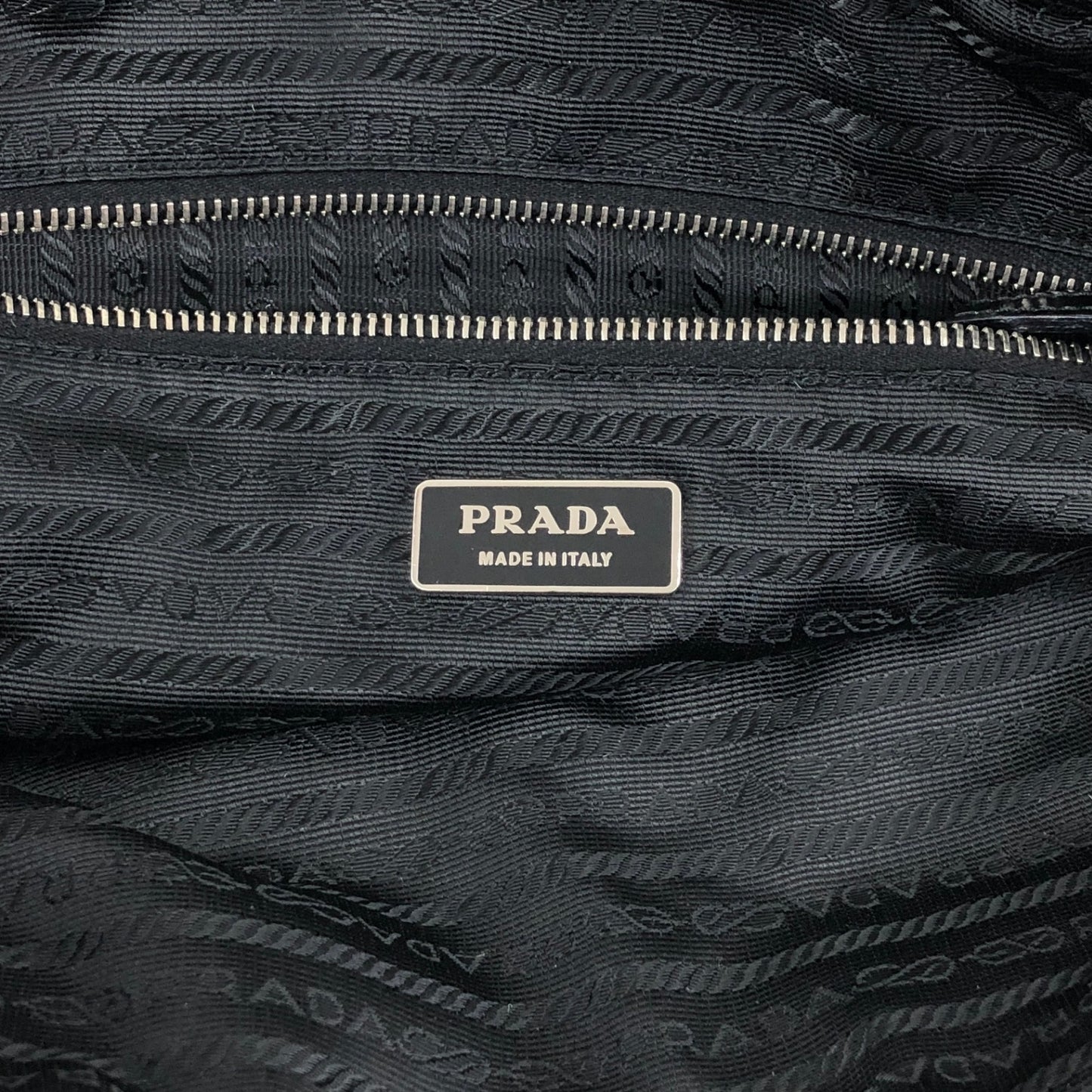 PRADA Tessuto Triangle Logo Front Pocket Small Boston bag Handbag Black Vintage gips8j