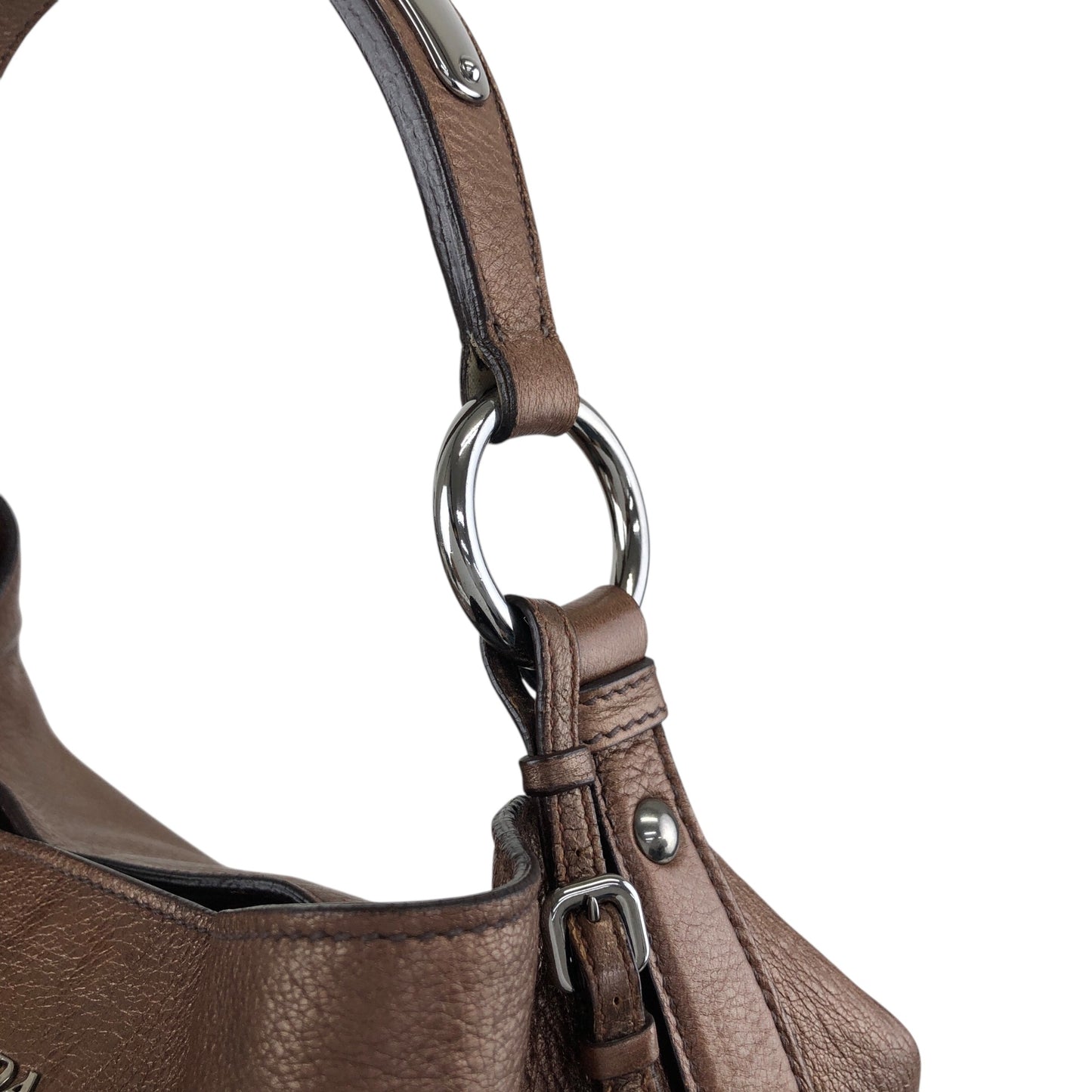 PRADA Logo Shoulder bag Hobobag Brown Vintage ufndas