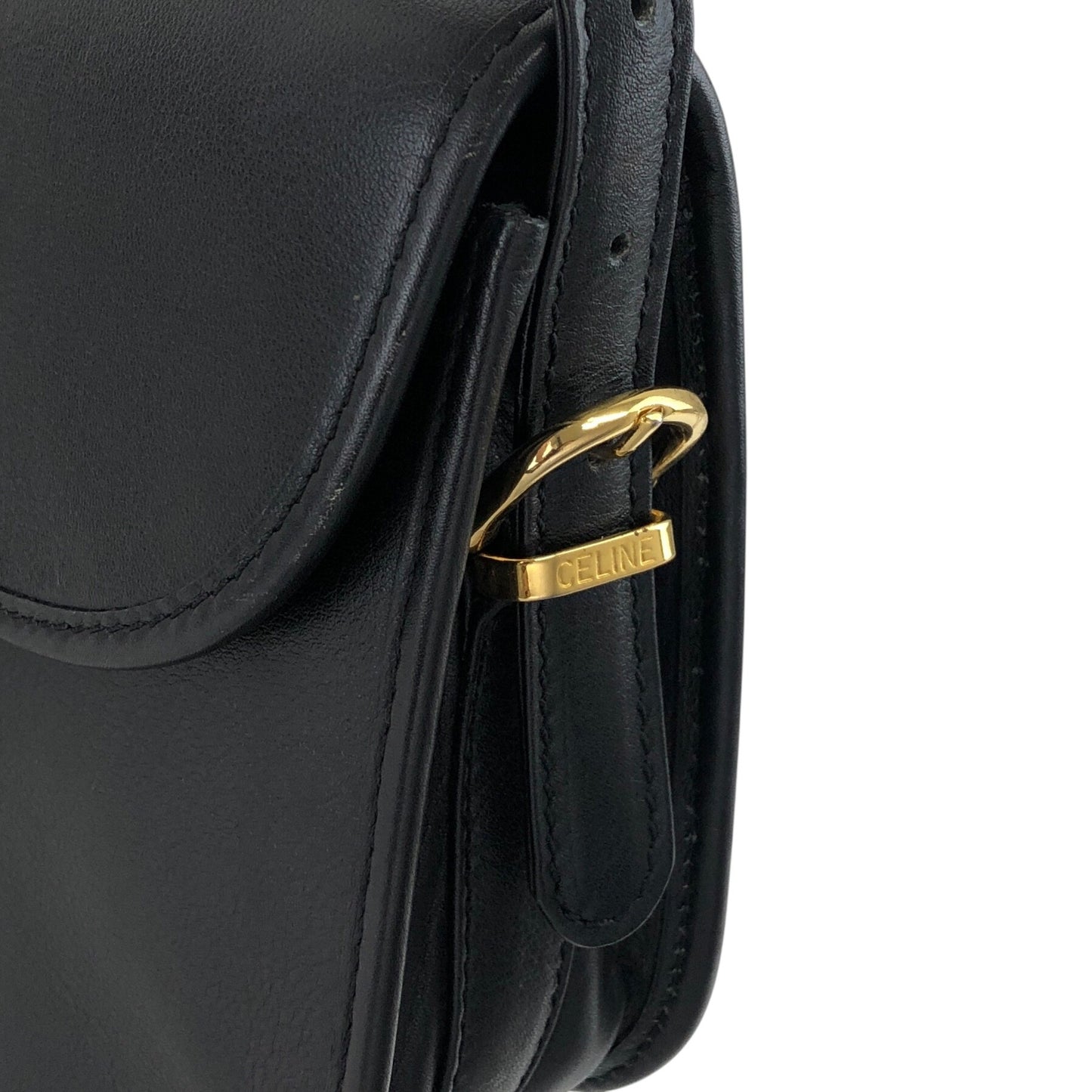 CELINE Gancini Crossbody Shoulder bag Black Vintage pdxcg6