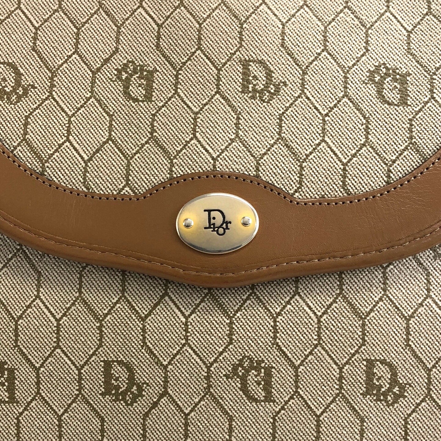 Christian Dior Honeycomb Pattern Logo Shoulder bag Beige Vintage gage6d