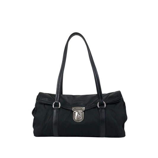 PRADA Push lock Handbag Black Vintage pesttr
