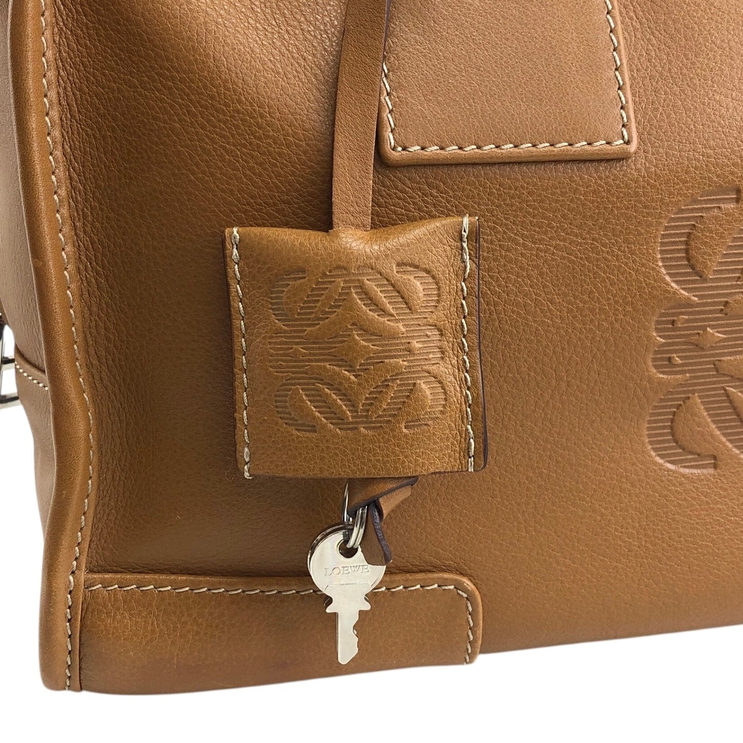 LOEWE Amazona28 Anagram Small Boston bag Handbag Brown Vintage gb6dbp