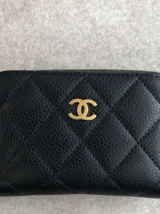 CHANEL Coco Mark Coin Purse Black Vintage fputsn