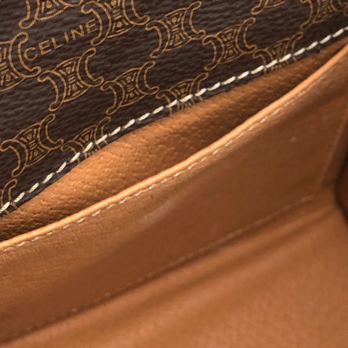 CELINE Macadam Gancini Two-way Handbag Shoulder bag Brown Vintage sasmug