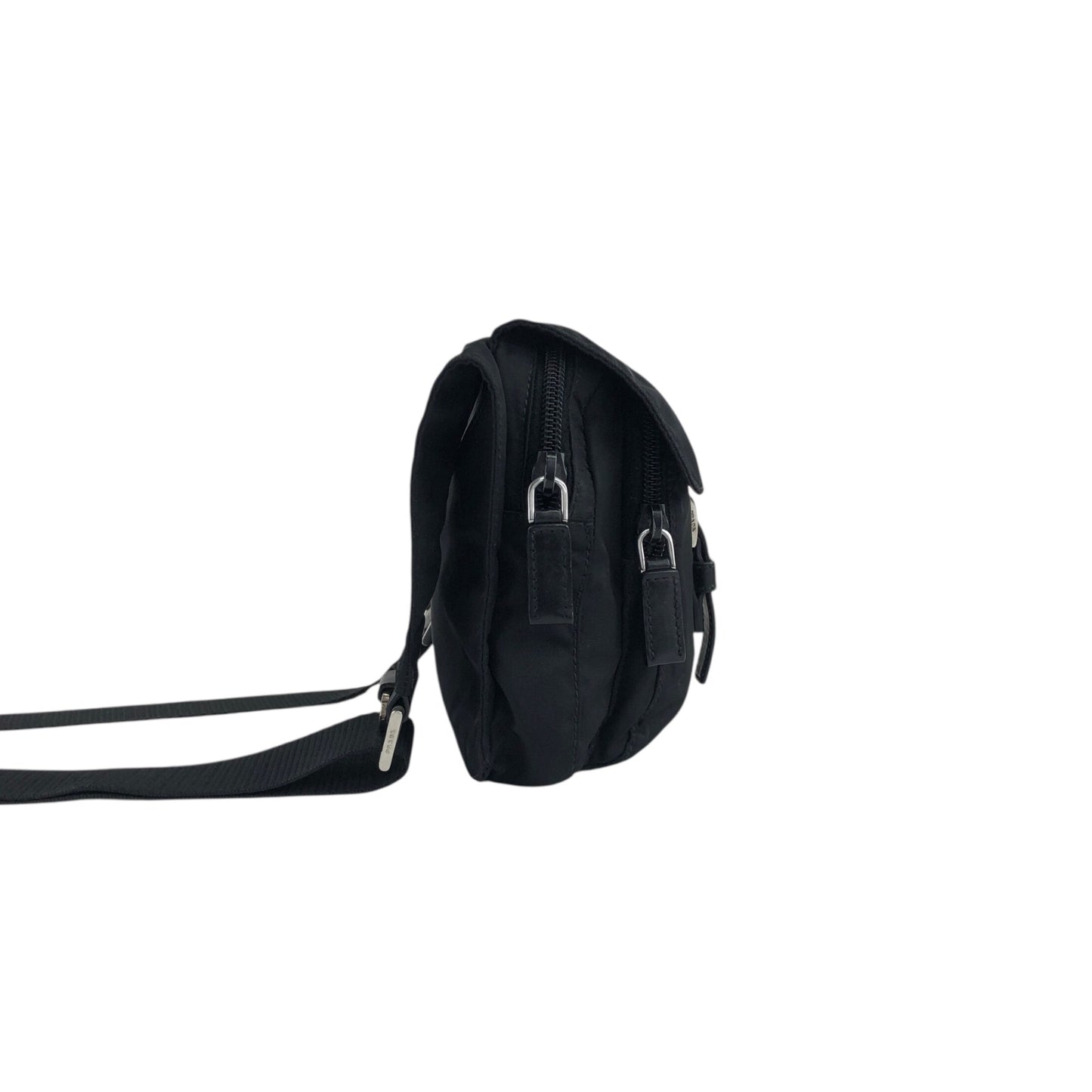 PRADA Triangle Logo Front Buckle Shoulder bag Black Vintage 7bcgft