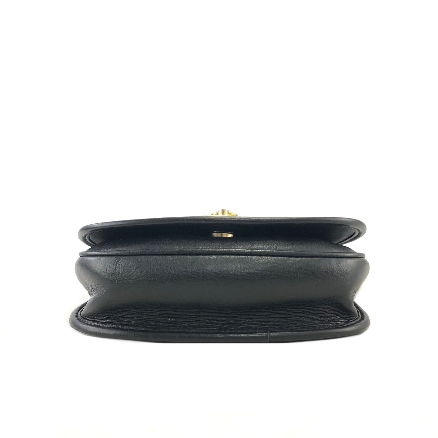 CELINE Gancini Flap Leather Shoulder bag Black Vintage 8na8ex