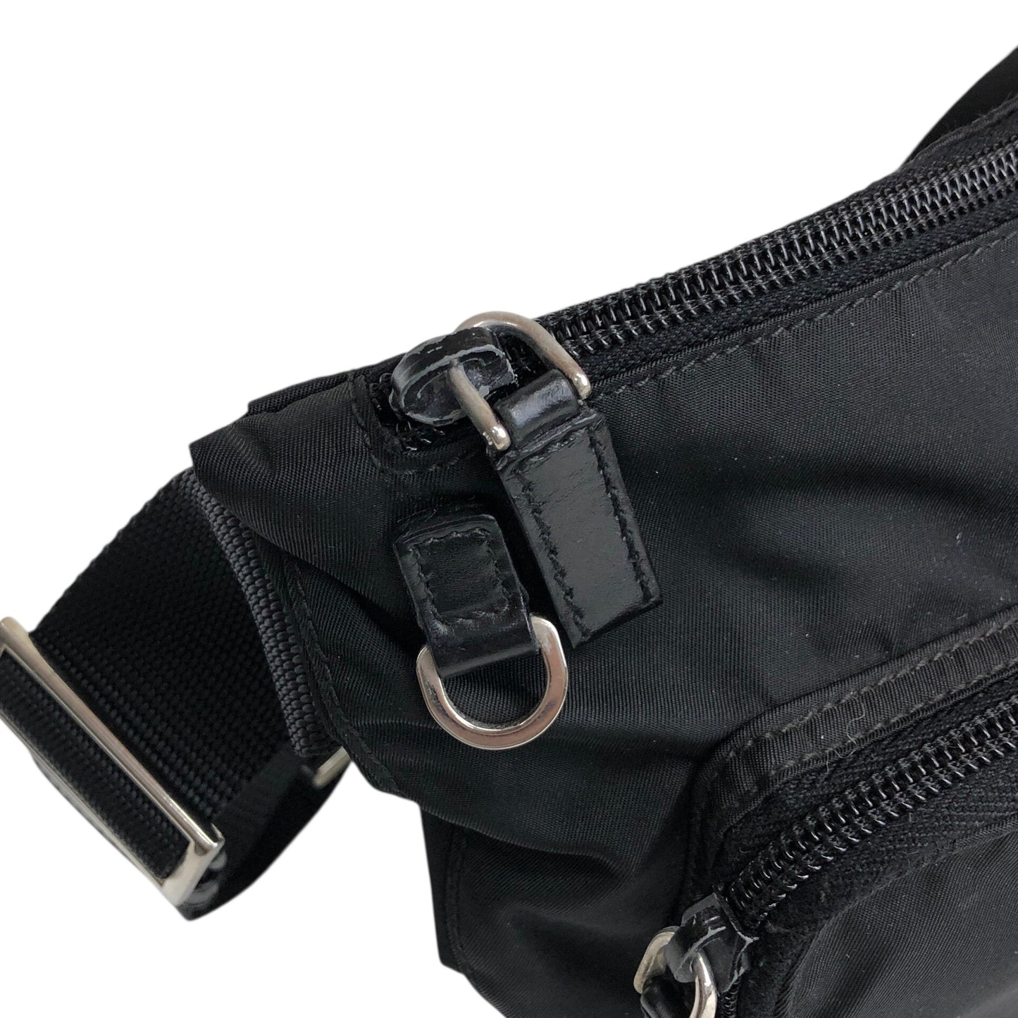 PRADA Triangle Logo Front Pocket Sling bag Black Vintage ts8rf4