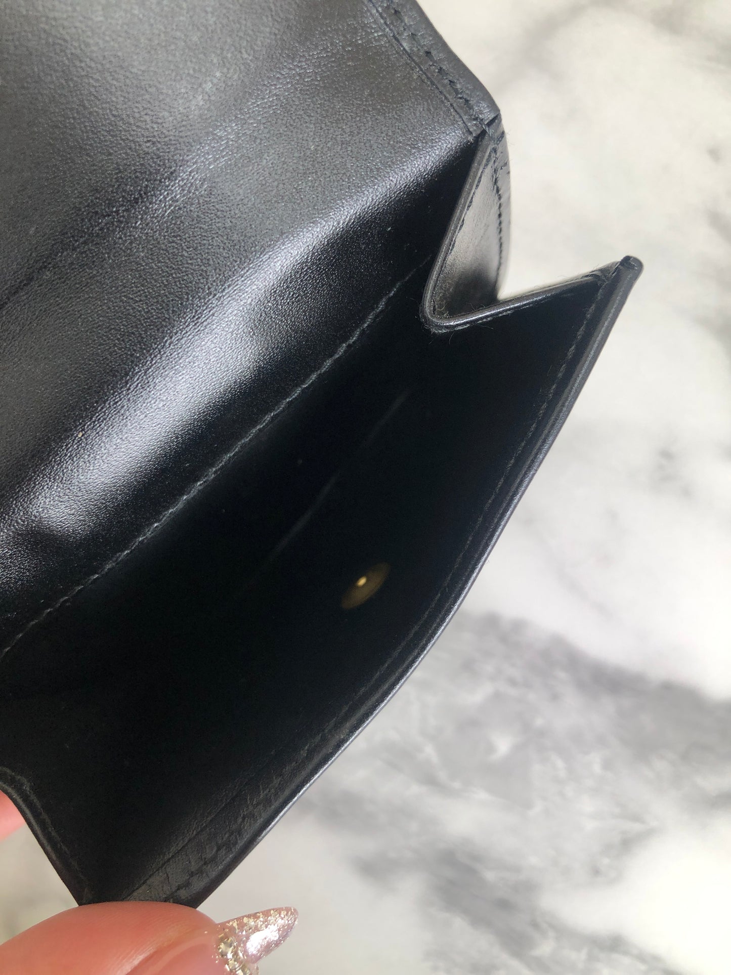 CELINE Macadam PVC Leather Folded Wallet Black Vintage j5fp87
