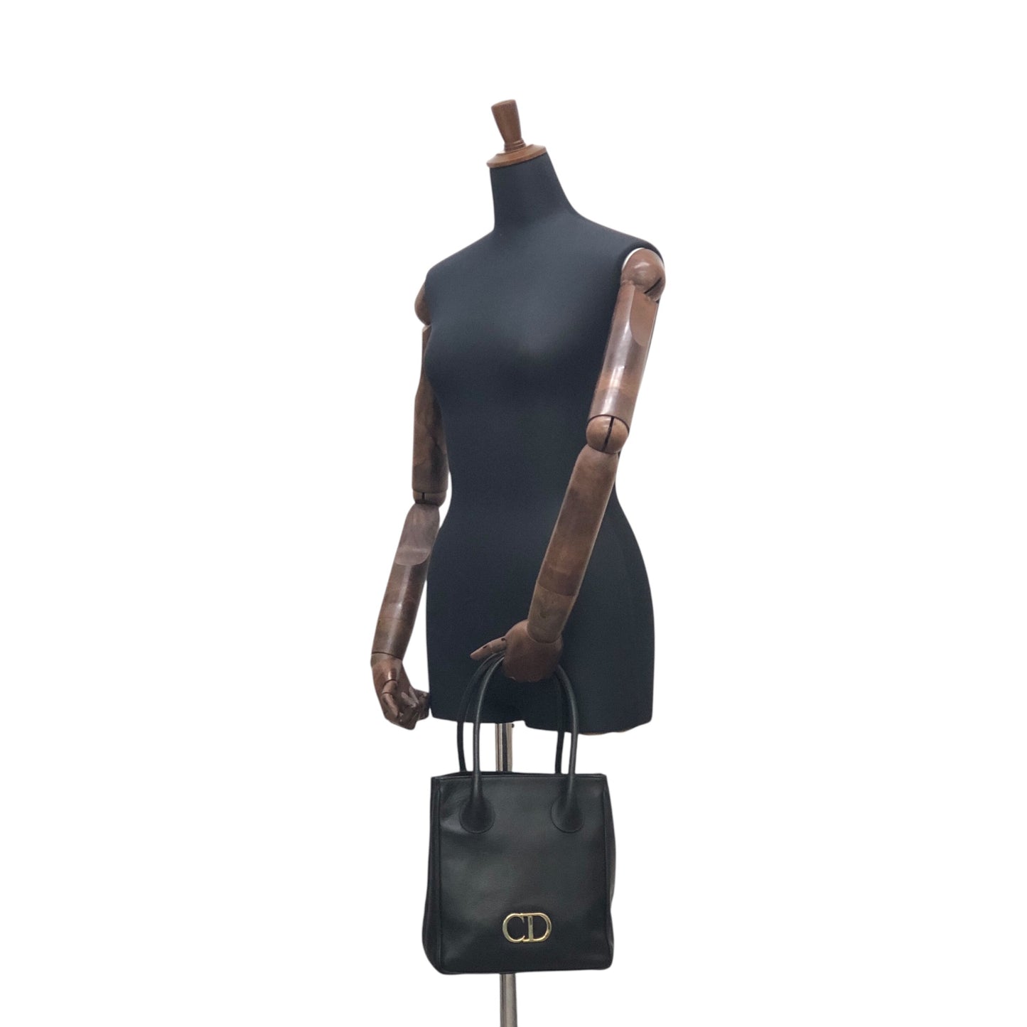 Christian Dior CD Logo Handbag Black Vintage 56eg4v