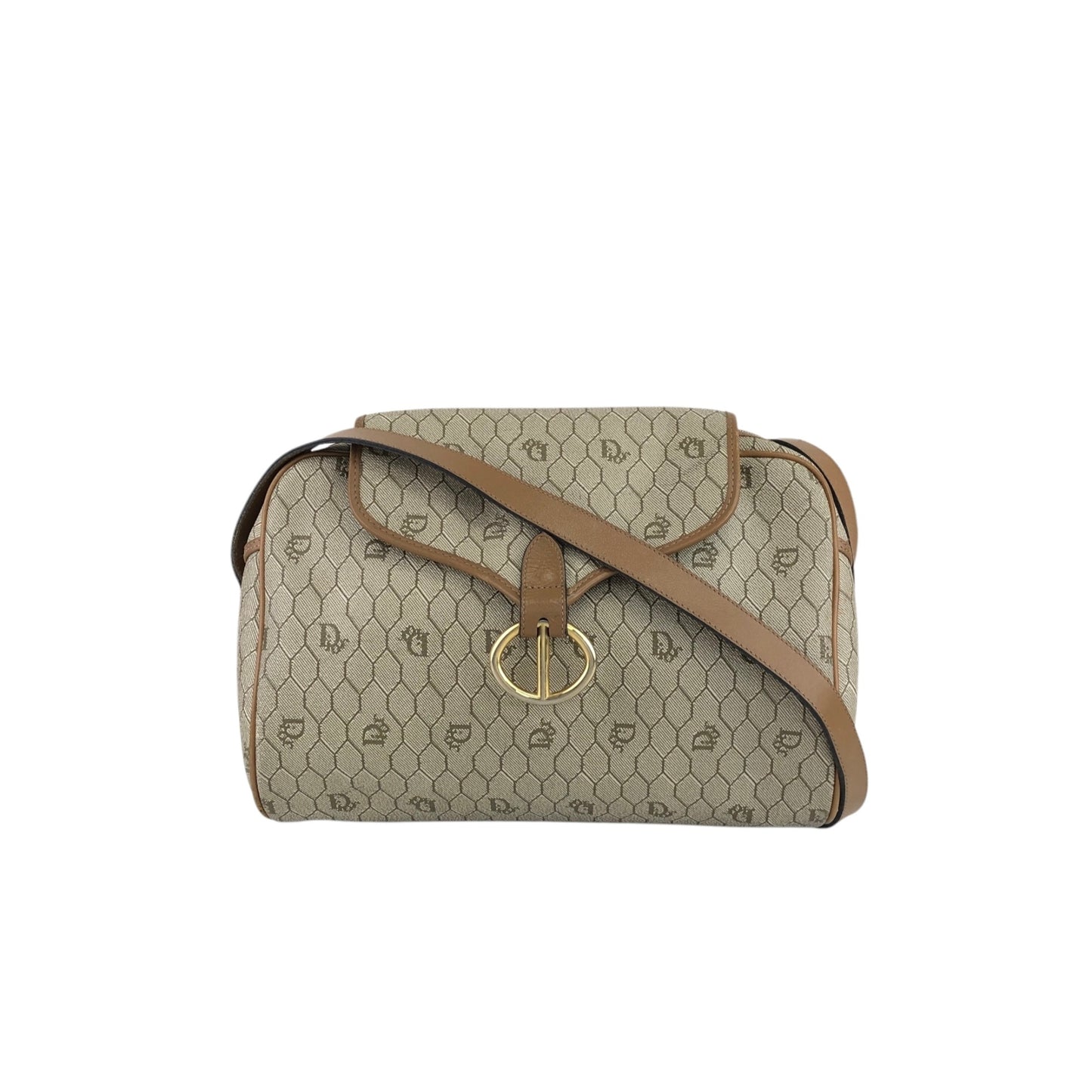 Christian Dior Honeycomb Pattern Shoulder bag Beige Vintage x5m4cu