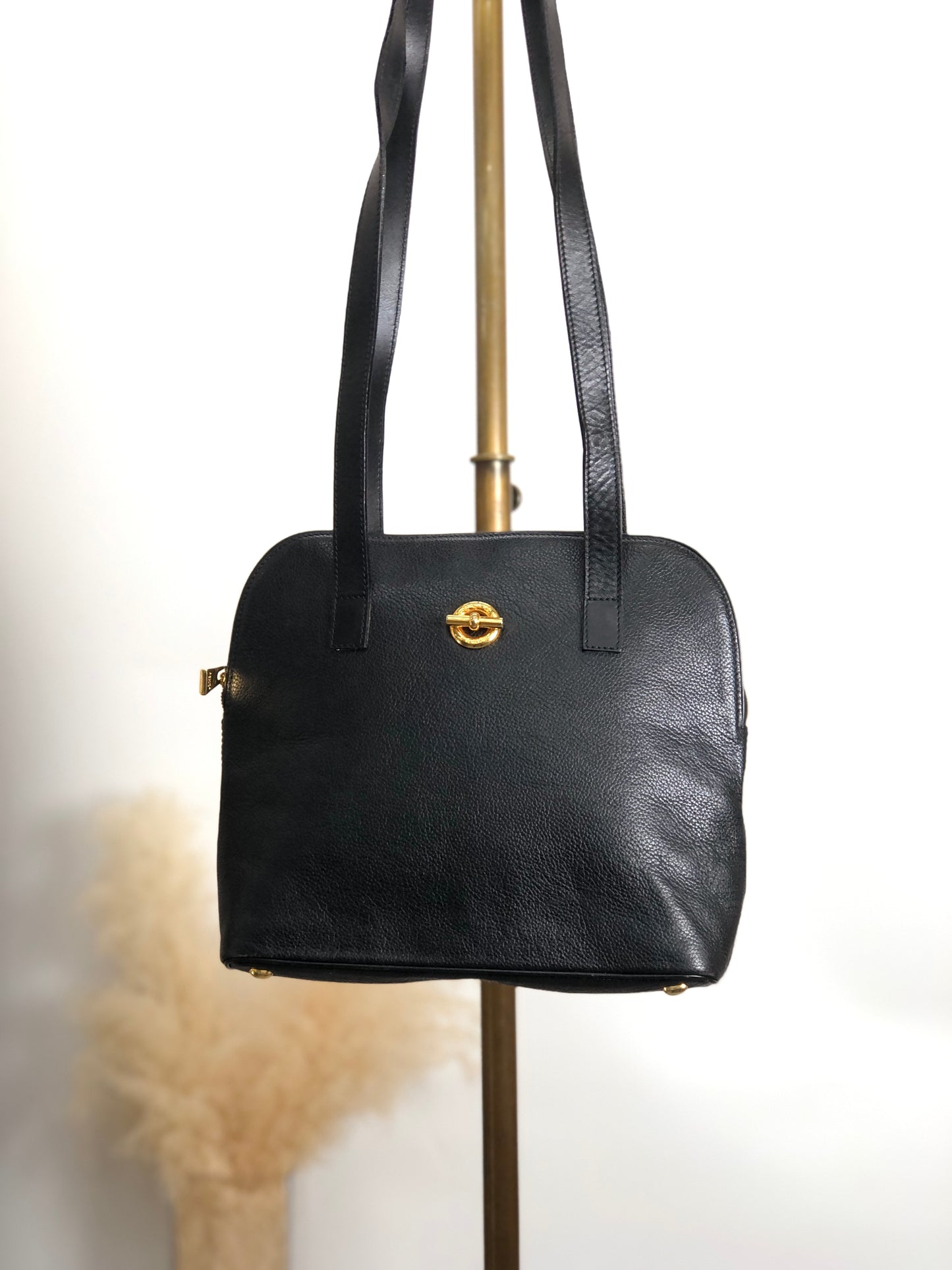 CELINE Toggle Clasp Shoulder bag Totebag Black Vintage hvdkxg