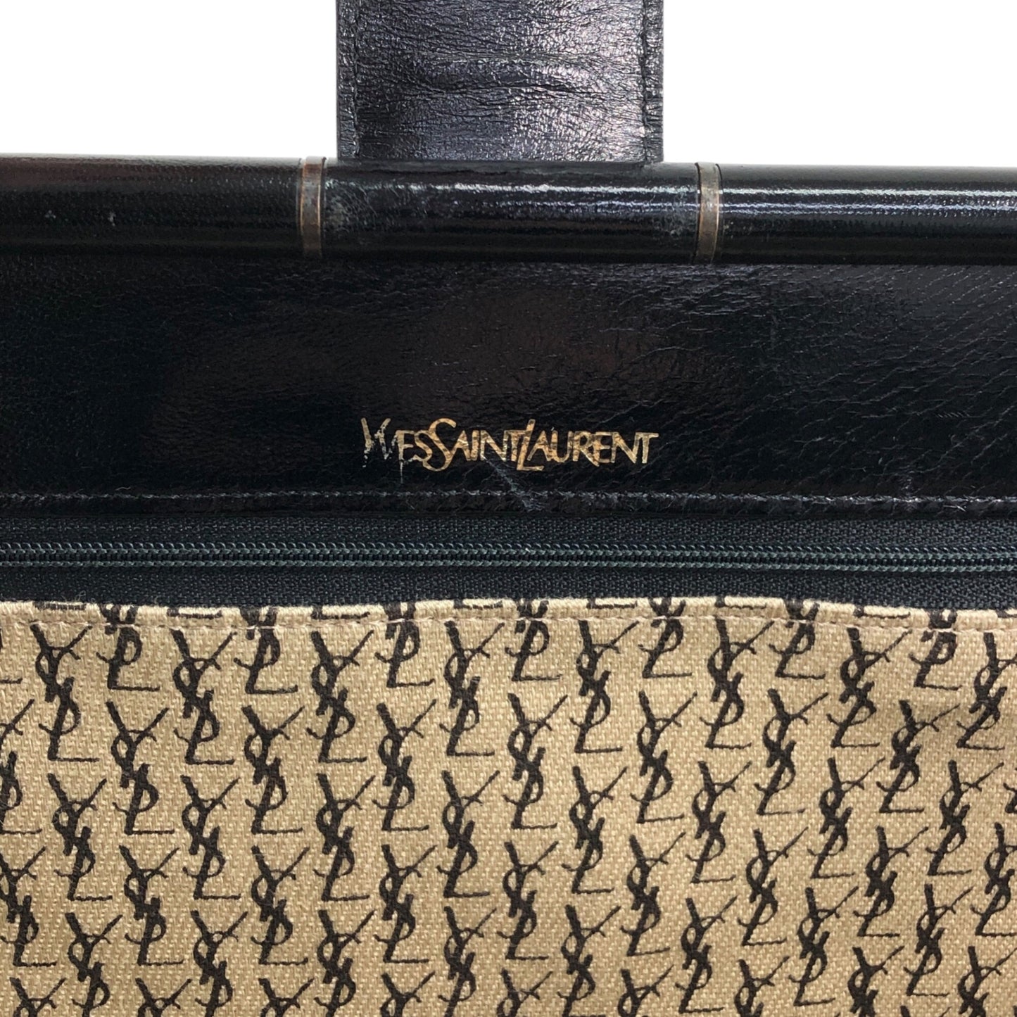 Yves Saint Laurent YSL Logo Bias Stitch Clutch bag Black Vintage b3p3mj