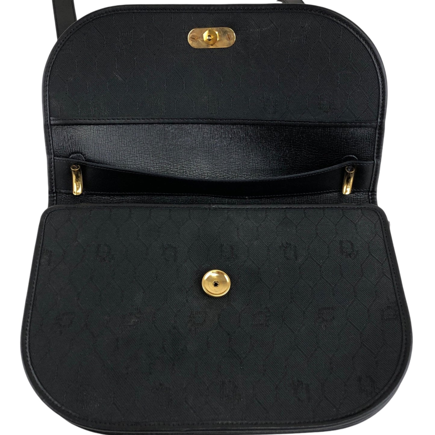 Christian Dior Honeycomb Pattern Logo Shoulder bag Black Vintage 5dub73