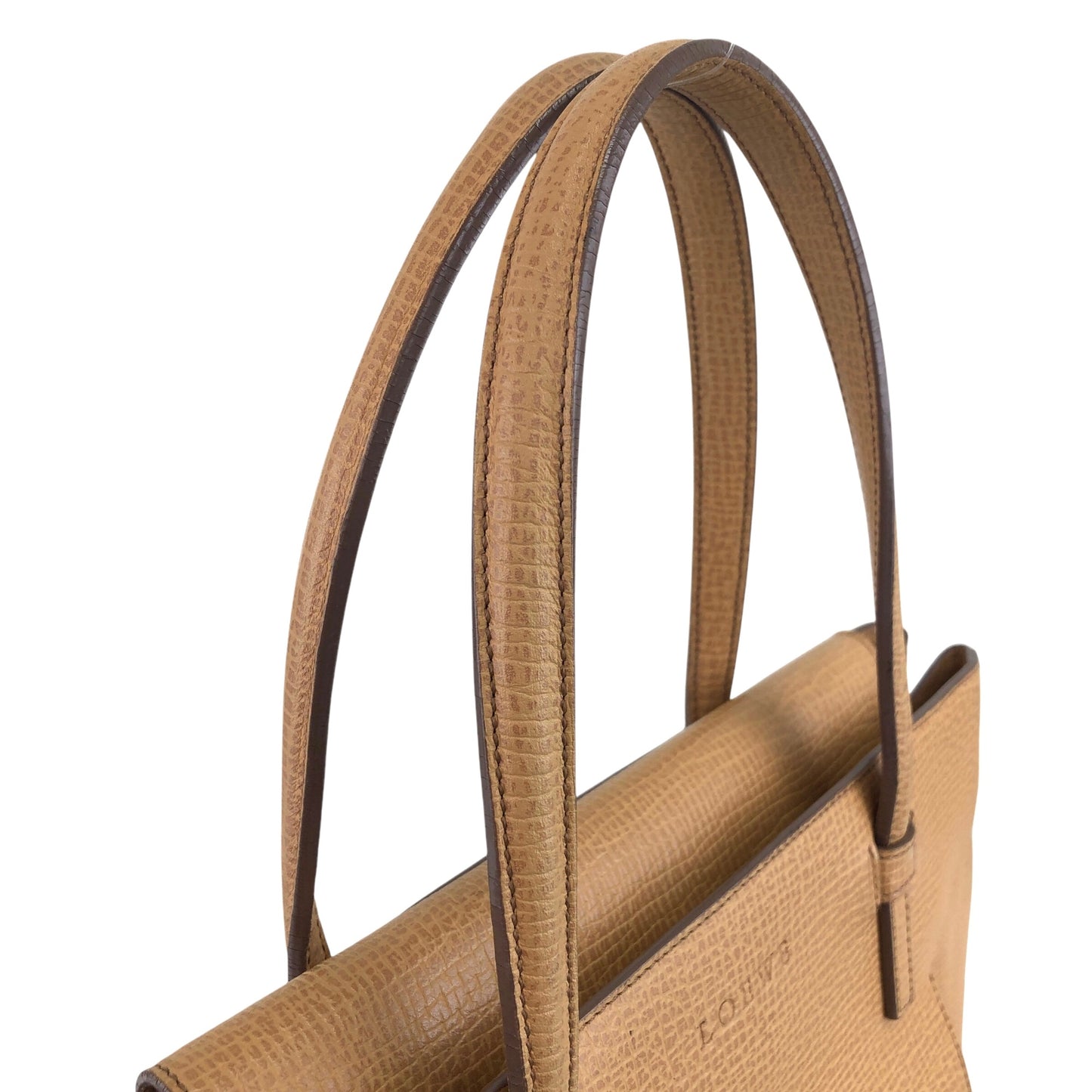 LOEWE Logo Embossed Handbag Camel Vintage smfwpe