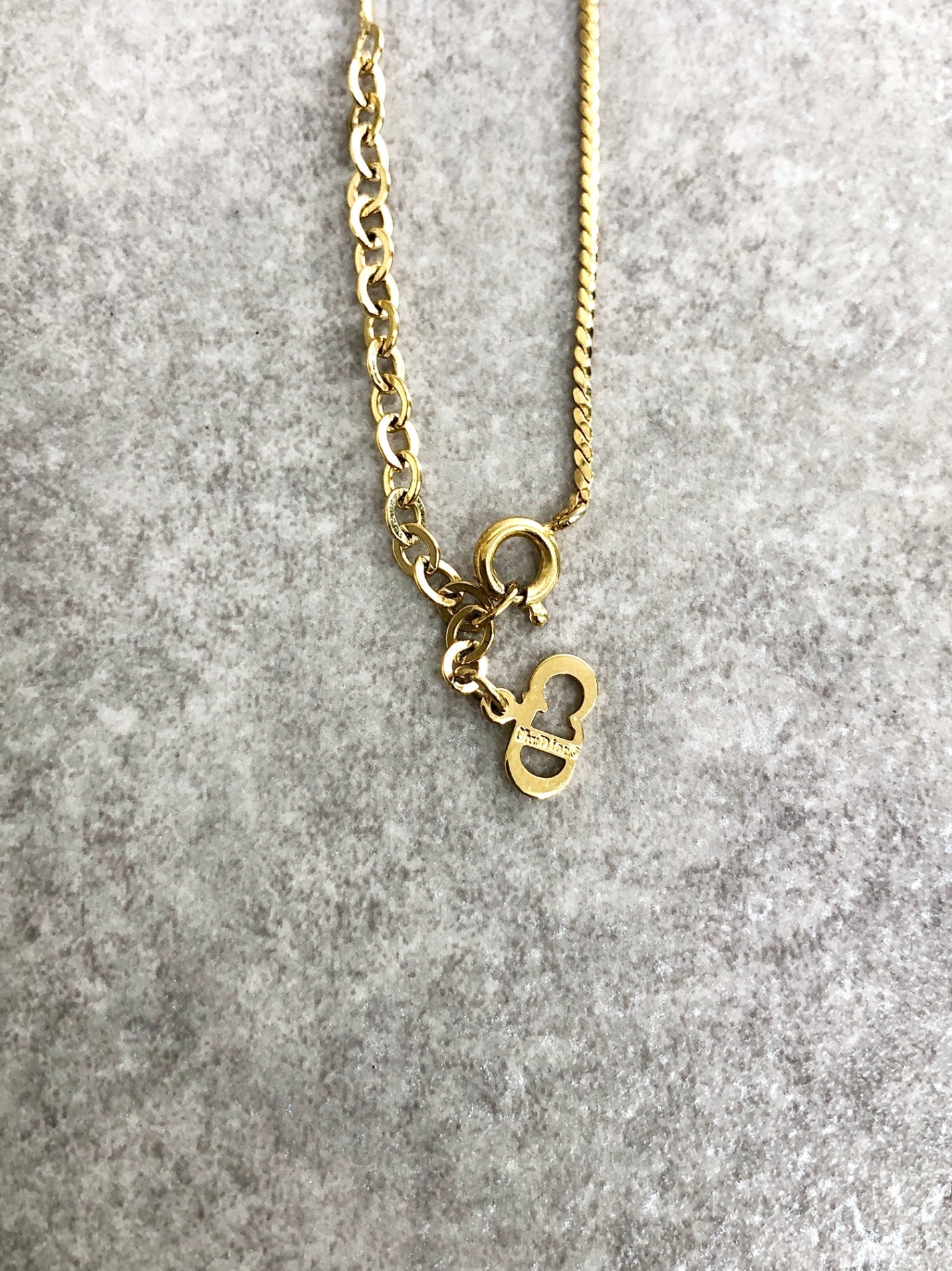 Christian Dior CD Logo Necklace Gold Vintage npfgyd