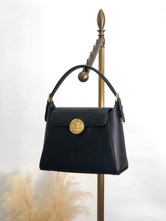 VALENTINO GARAVANI Logo Handbag Black Vintage exeyzp