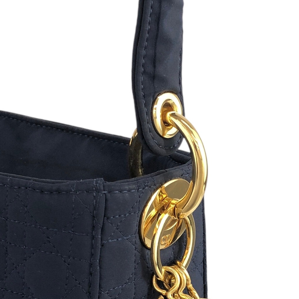 Christian Dior Cannage CD Logo Charm Shoulder bag Hobobag Navy Vintage 55p7w6
