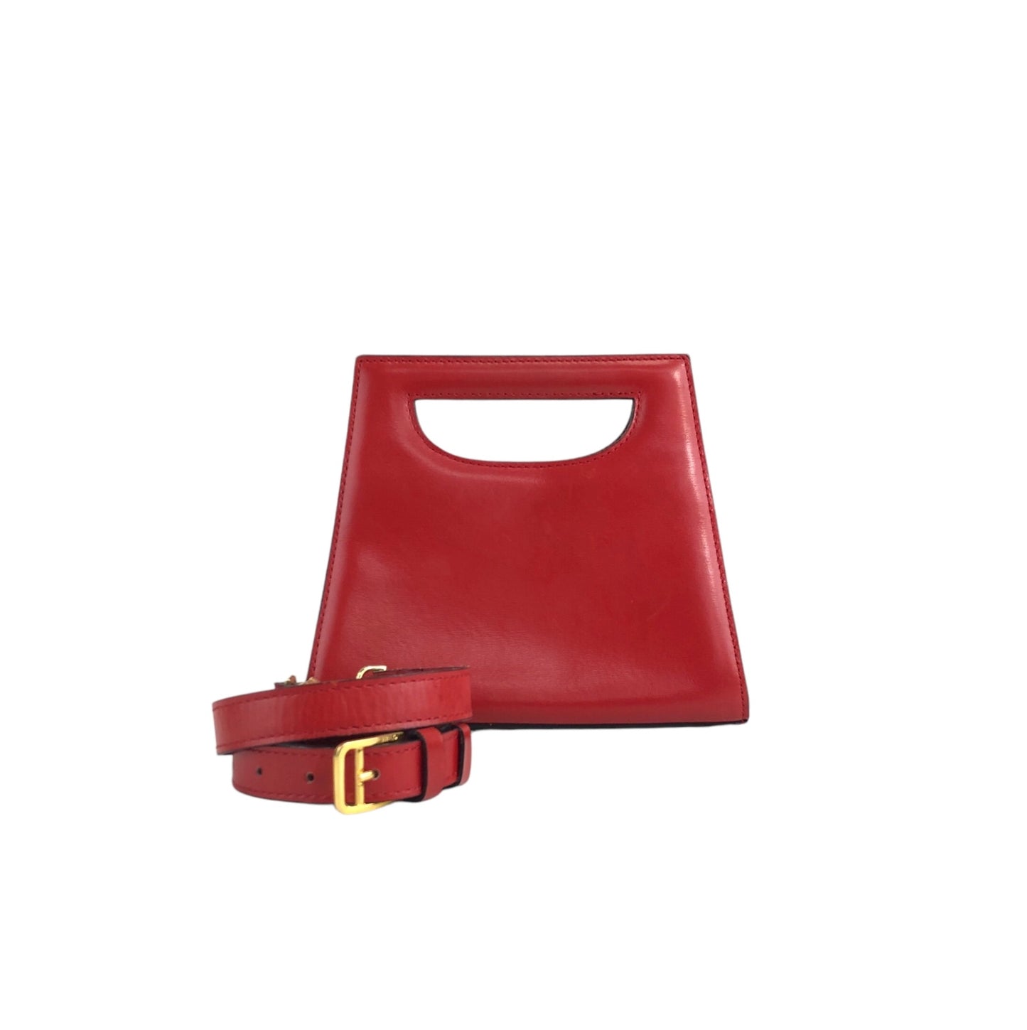 CELINE Two-way Handbag Shoulder bag Red Vintage 23vmug