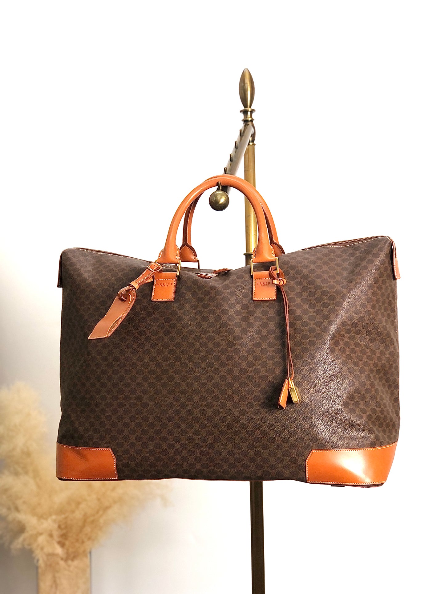 CELINE Macadam Handbag Boston bag Brown Vintage tj7utz