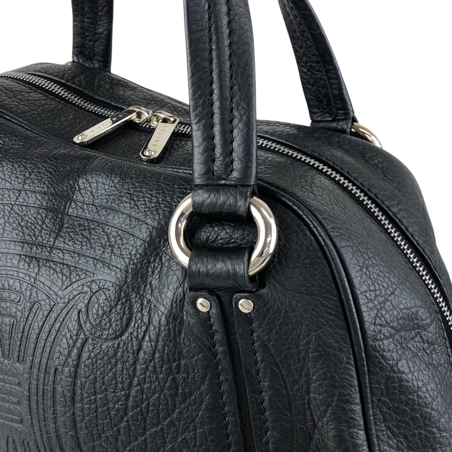 CELINE Blason Small Boston bag Handbag Black Vintage 2bg7ri
