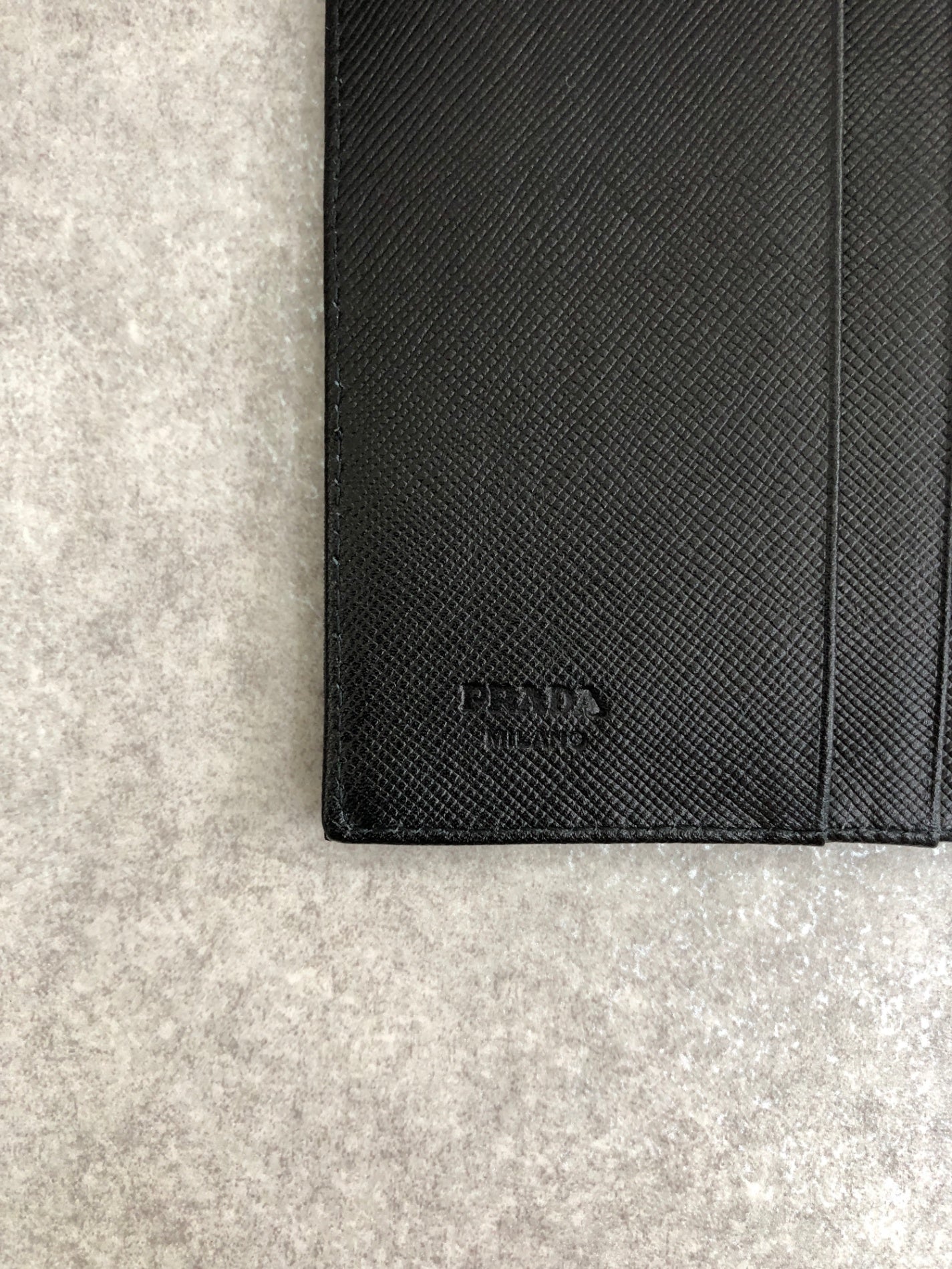 PRADA Triangle Logo Trifold Wallet Black Vintage kiyi6h