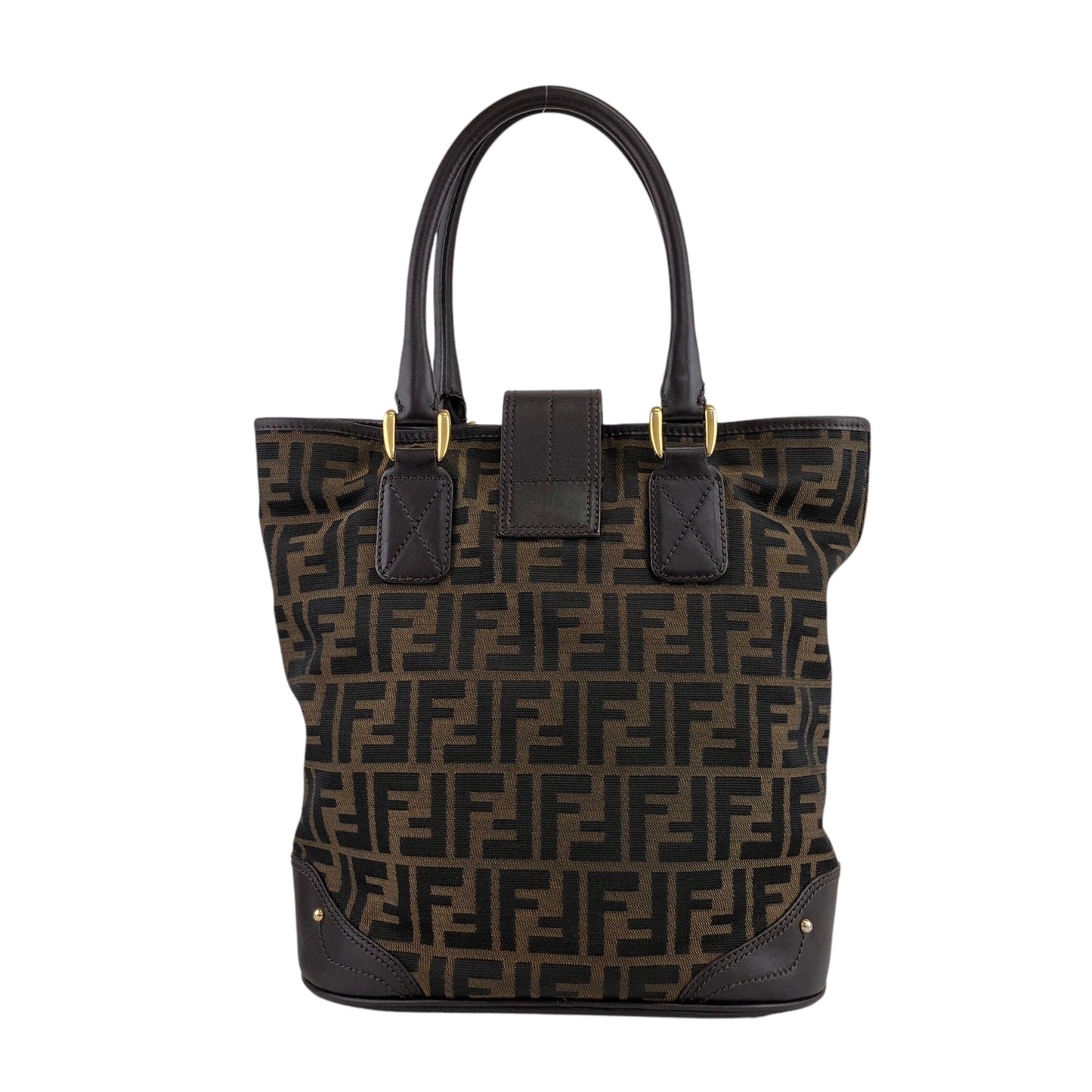 FENDI Zucca Front Buckle Totebag Brown Vintage dirw6v